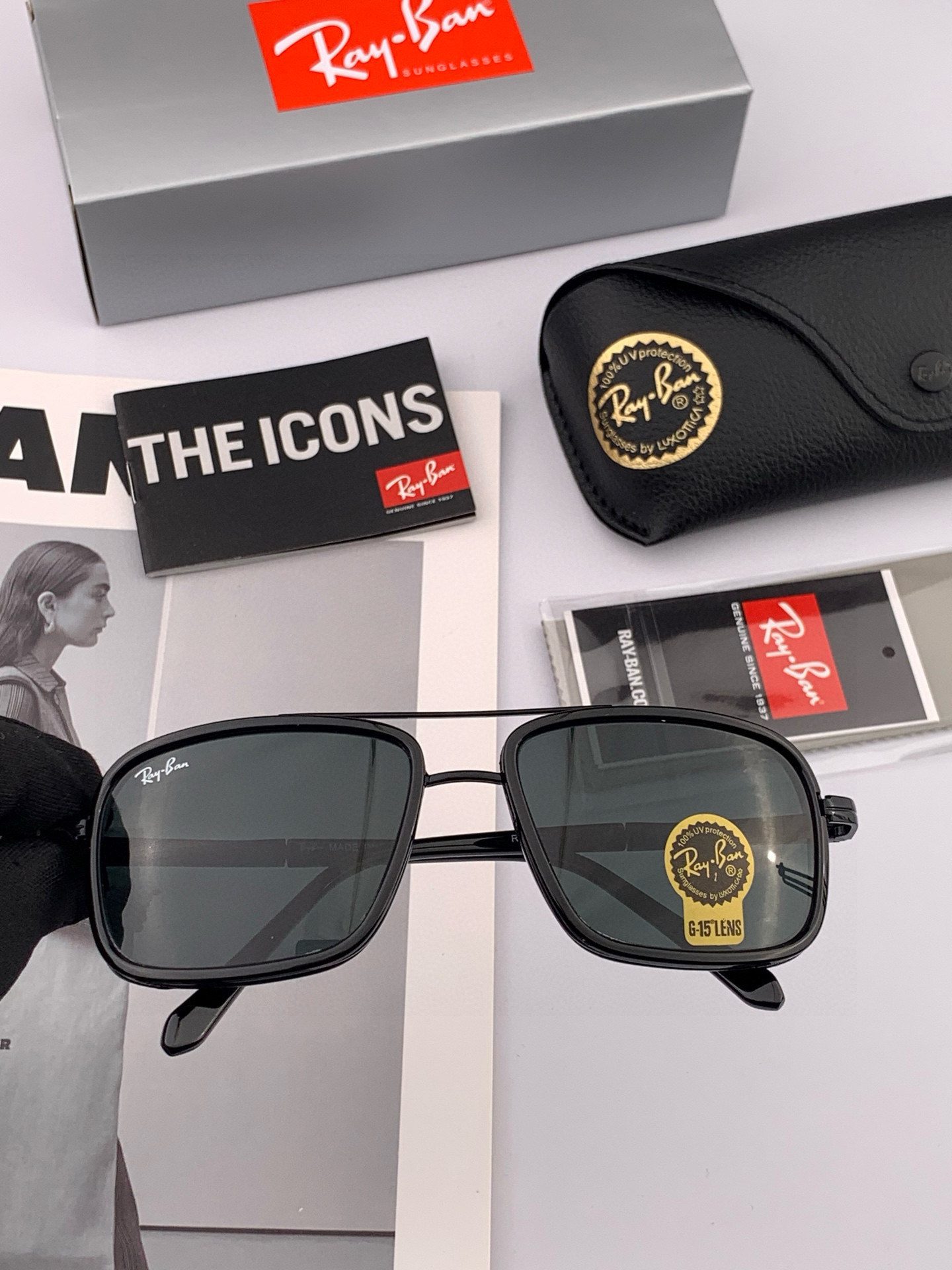  官方同步 品牌雷朋经典男女士玻璃太阳镜          材质：美国宝丽来高清防爆钢化玻璃镜片 型号：