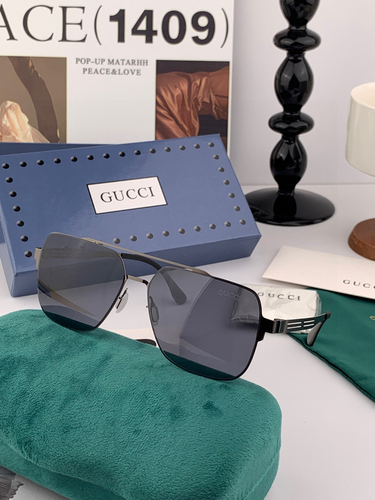 ♦️ GUCCI 2025新款男女情侣款太阳镜多边形墨镜iP电镀永不褪色 超轻超有弹性整幅眼镜无螺丝重要