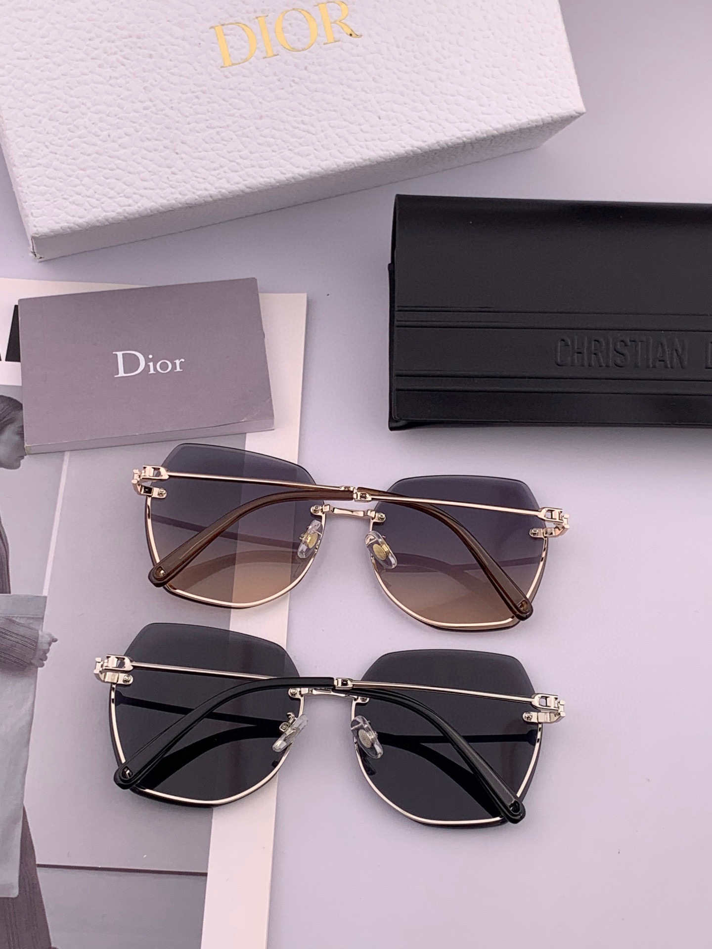 【尼龙偏光系列】DIOR无框太阳镜墨多边形设计，不挑脸型，无论搭配大衣还是连衣裙都非常显气质尼龙偏光镜片