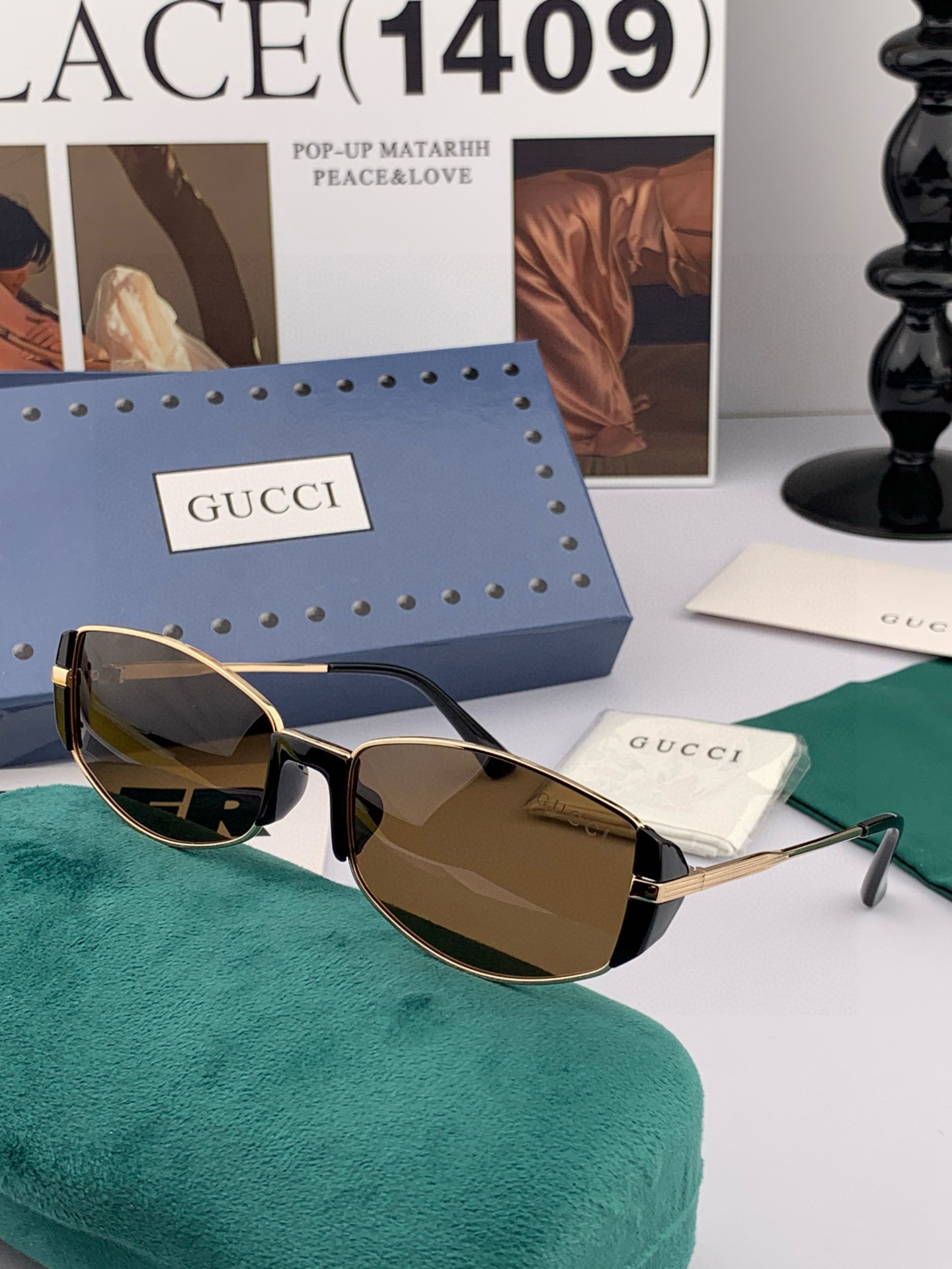   🔺 Gucci 🔻2025官方新款 众多明星同款色‼️‼️新款大框偏光墨镜 🌈🌈宝丽来超清加厚太阳镜