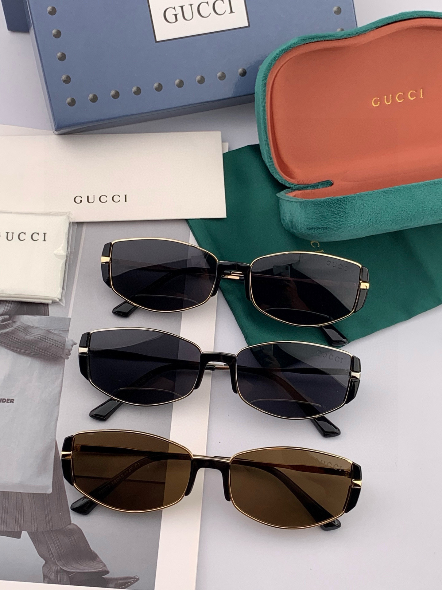   🔺 Gucci 🔻2025官方新款 众多明星同款色‼️‼️新款大框偏光墨镜 🌈🌈宝丽来超清加厚太阳镜