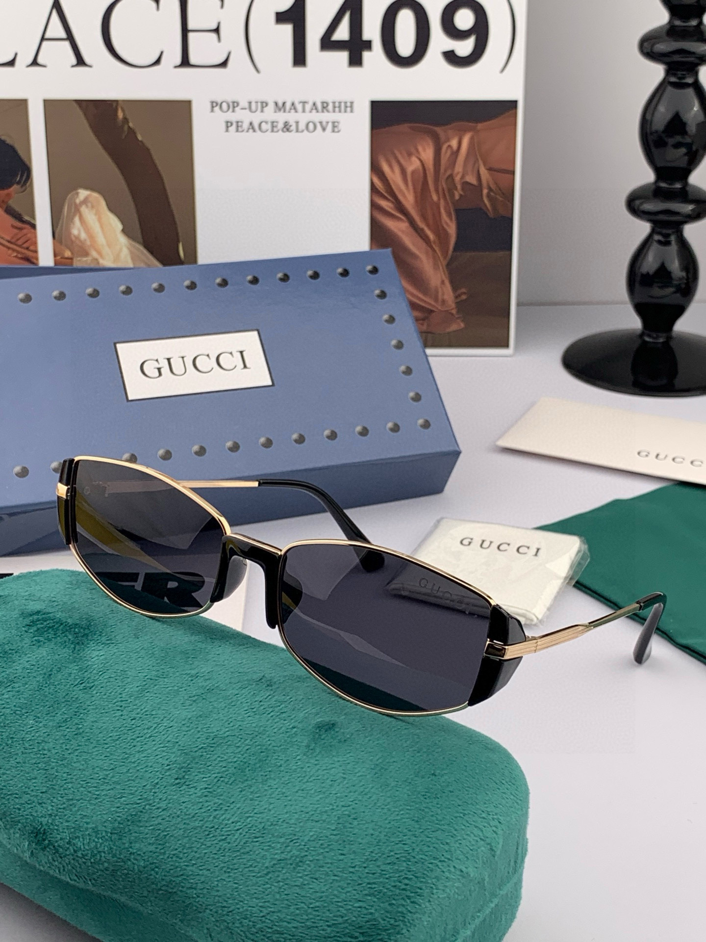   🔺 Gucci 🔻2025官方新款 众多明星同款色‼️‼️新款大框偏光墨镜 🌈🌈宝丽来超清加厚太阳镜