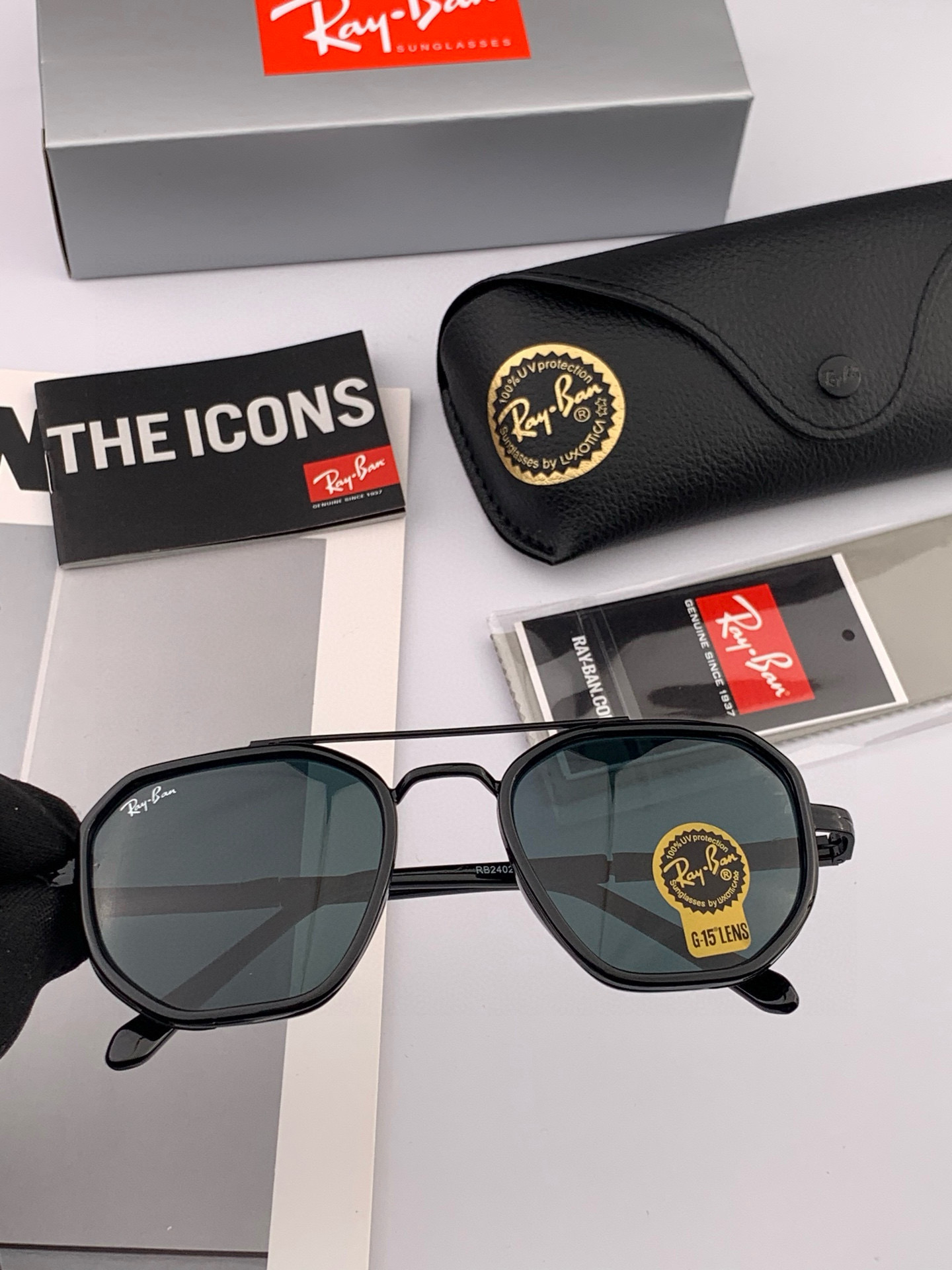  官方同步 品牌雷朋经典男女士玻璃太阳镜          材质：美国宝丽来高清防爆钢化玻璃镜片 型号：