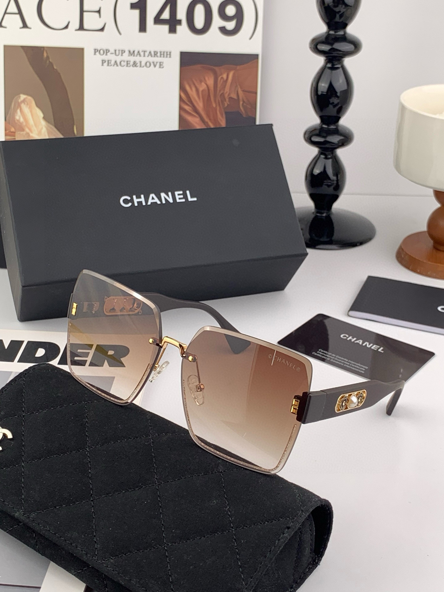  🔺 【香奈儿】2025开春新款 潮流爆款 时尚方框太阳镜 高品质 佩戴舒适 网红潮款墨镜 女士高清加厚