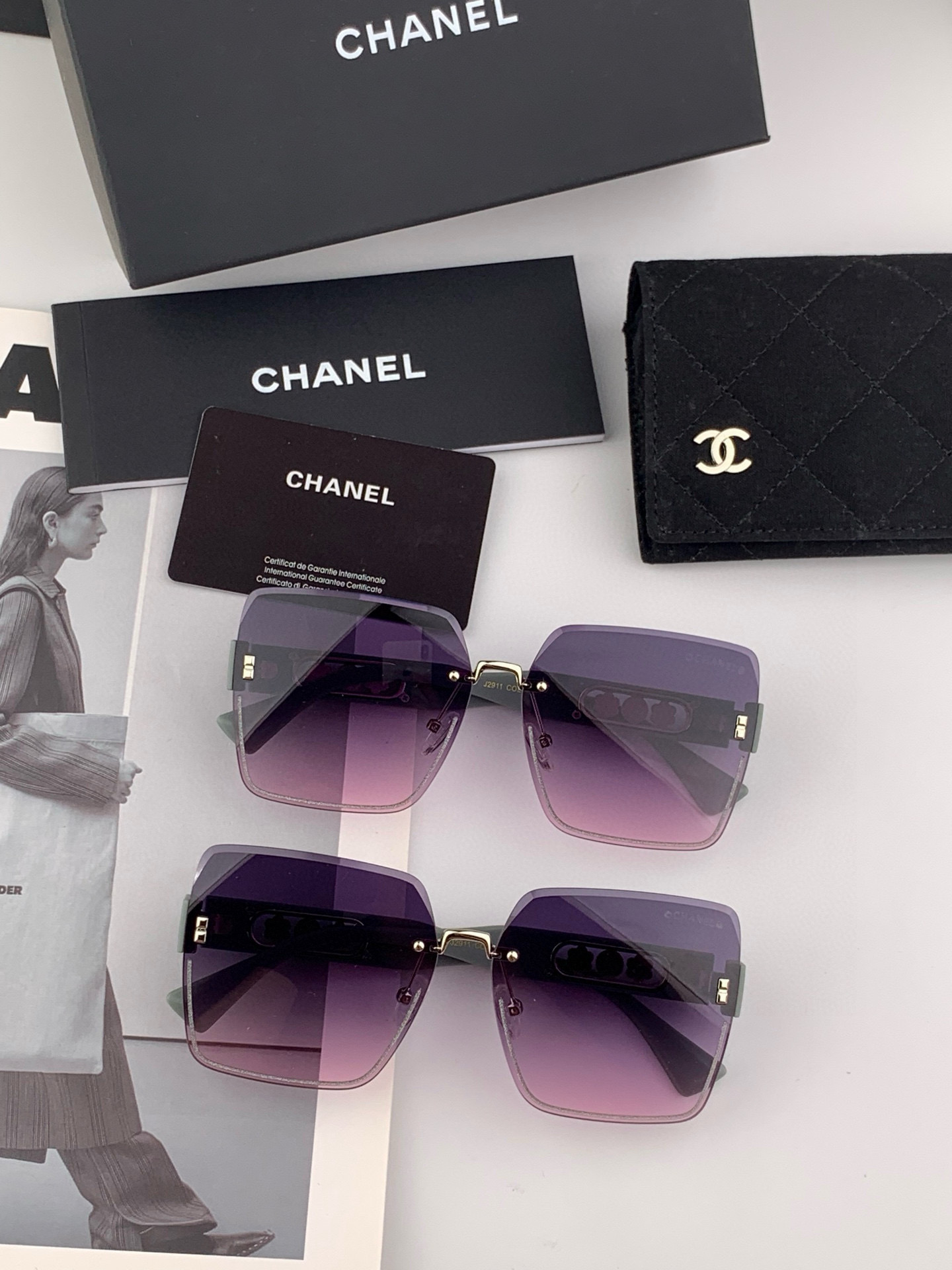  🔺 【香奈儿】2025开春新款 潮流爆款 时尚方框太阳镜 高品质 佩戴舒适 网红潮款墨镜 女士高清加厚