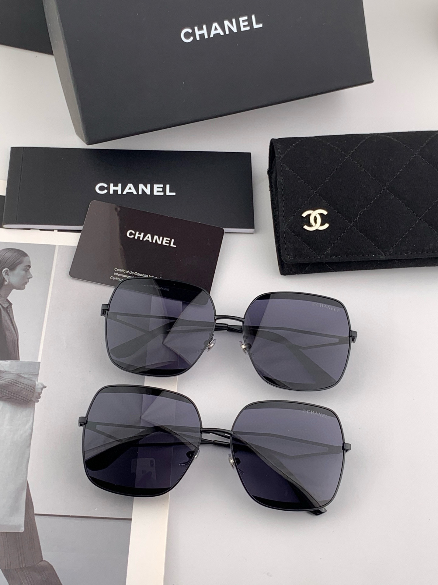 【CHANEL】香奈儿  新款尼龙太眼镜，无框钻石 切边更有质感，大气女人范儿，大脸小脸都好看 ！型号：