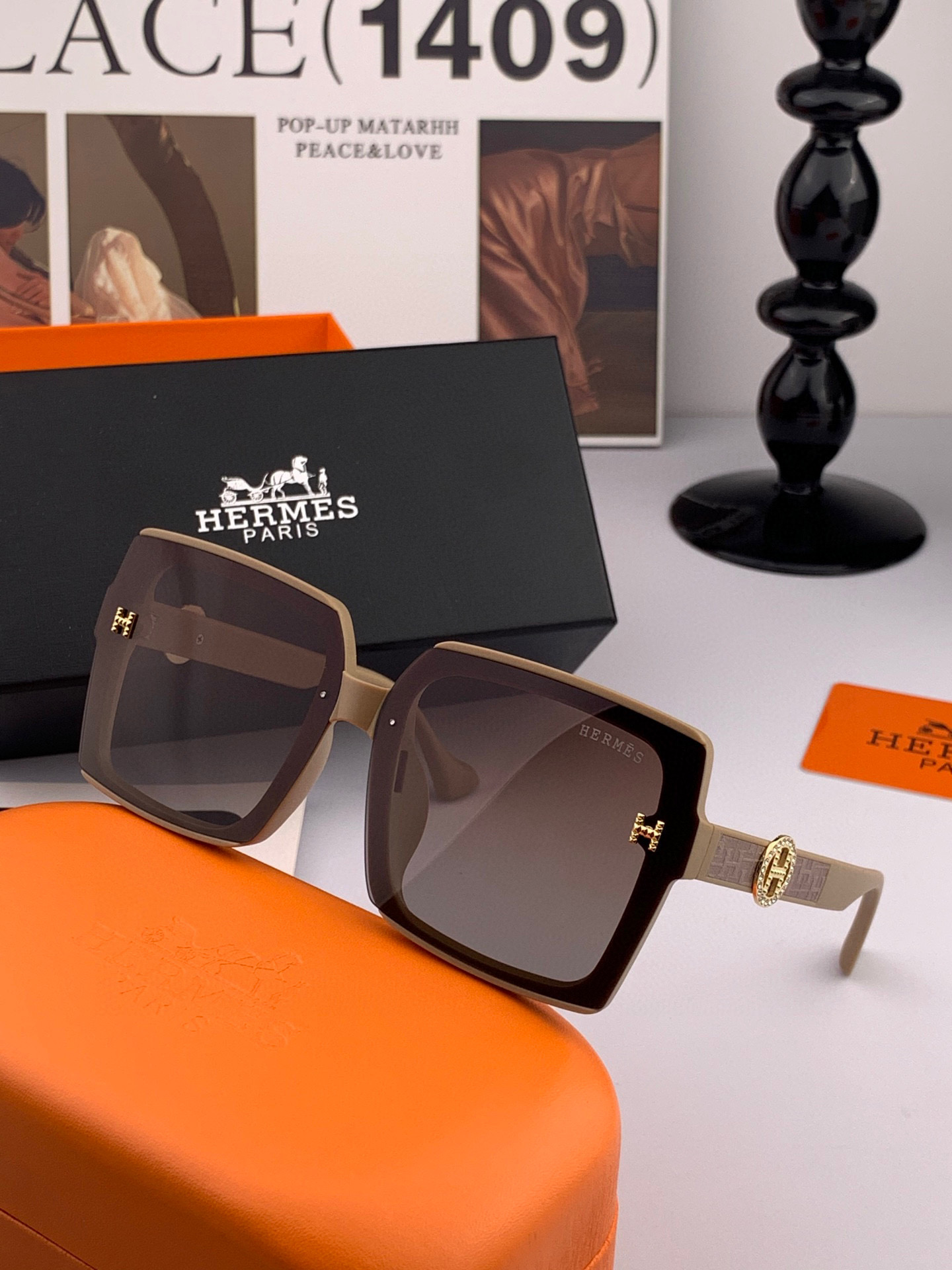   【TR偏光系列】爱马仕   经典的方框设计，不挑脸型，无论搭配大衣还是连衣裙都非常显气质尼龙偏光镜片