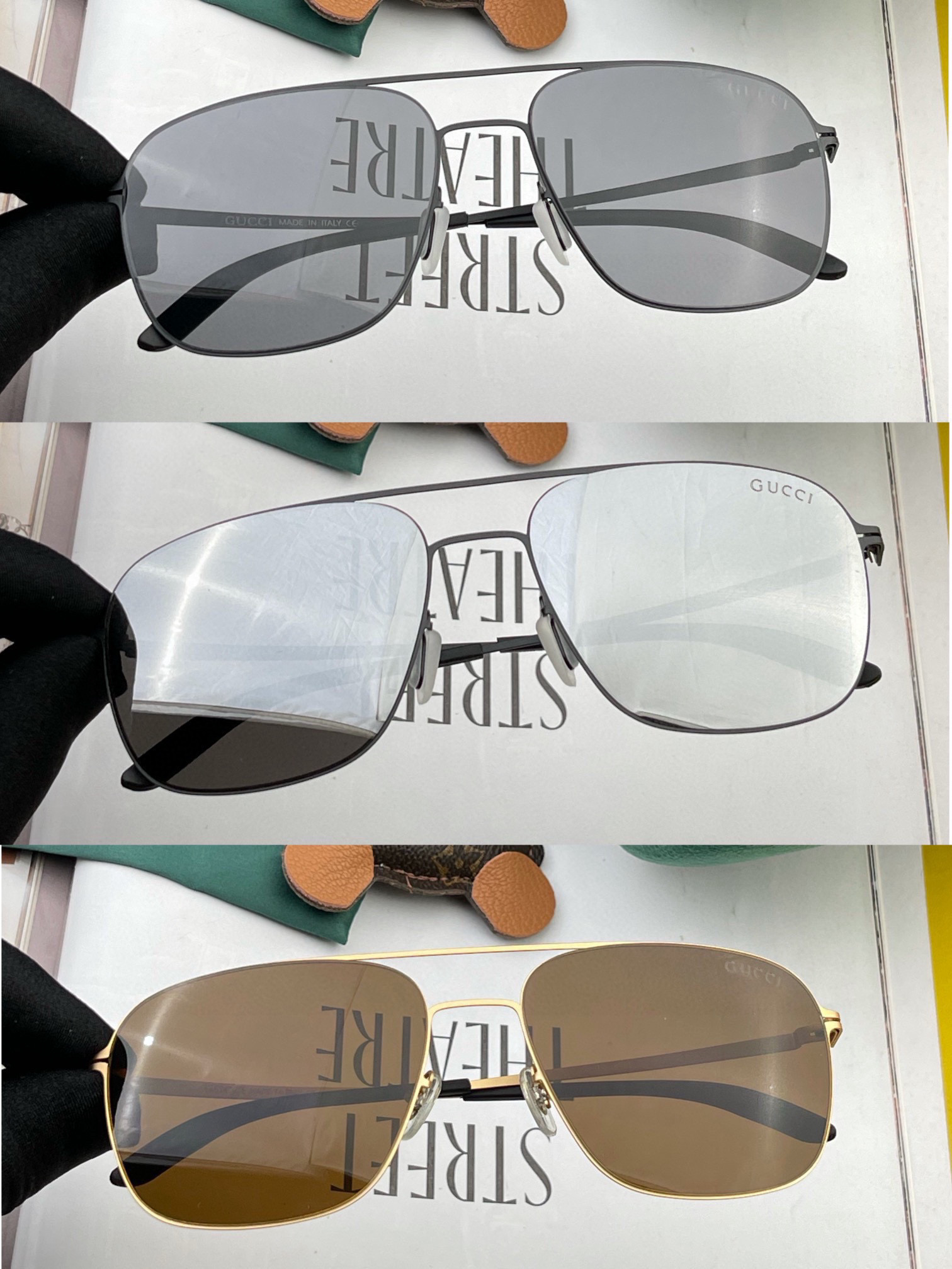 
   Gucci 春夏新款超轻无螺丝压不坏系列情侣款太阳镜高清尼龙镜片🦅完美品质，适合各种脸型，经典太