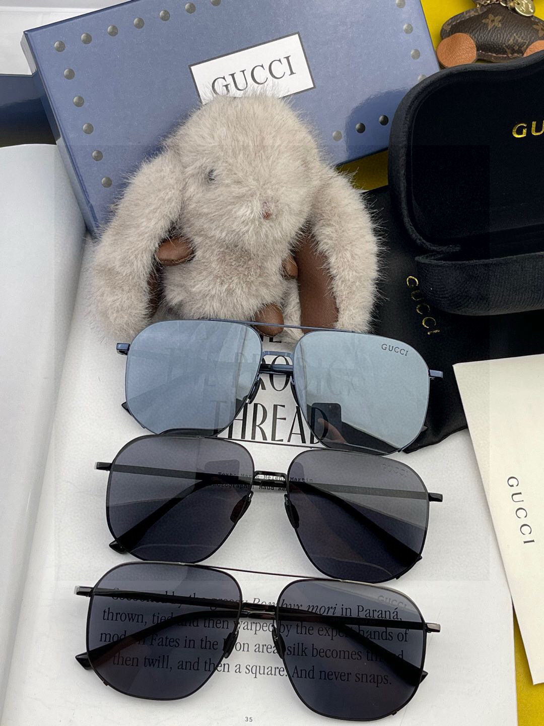        GUCCI 男款炫彩飞行员偏光太阳镜 ❤️材质：高清尼龙加厚卡槽高清偏光镜片 🌹无边框镜架