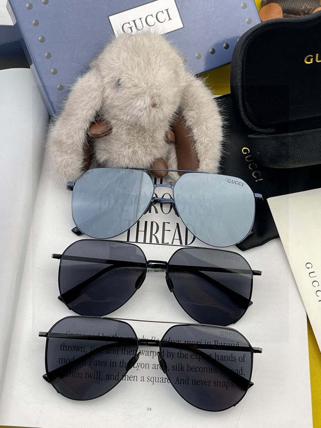        GUCCI 男款炫彩飞行员偏光太阳镜 ❤️材质：高清尼龙加厚卡槽高清偏光镜片 🌹无边框镜架