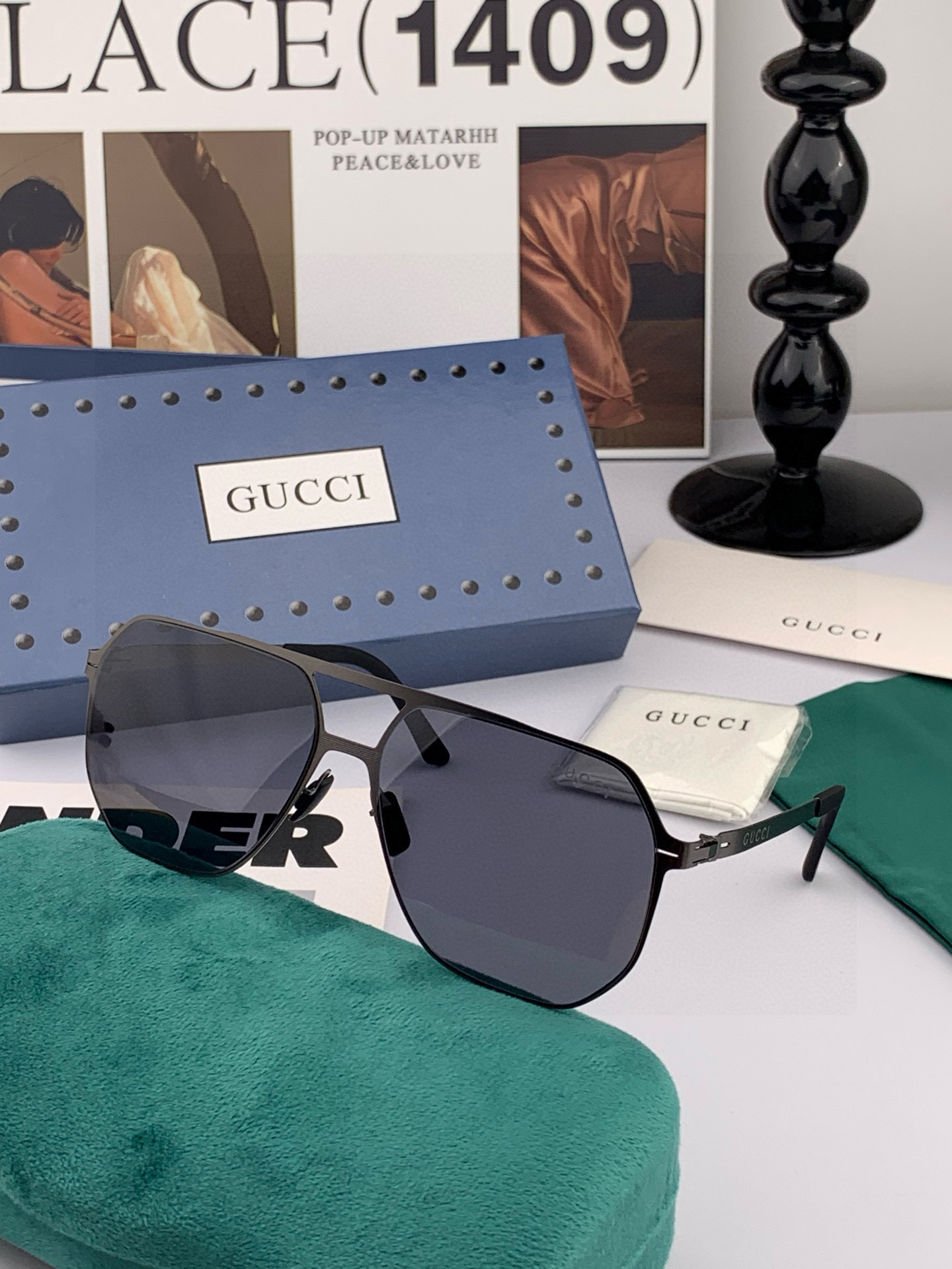 ♦️ GUCCI 2025新款男女情侣款太阳镜多边形墨镜iP电镀永不褪色 超轻超有弹性整幅眼镜无螺丝重要