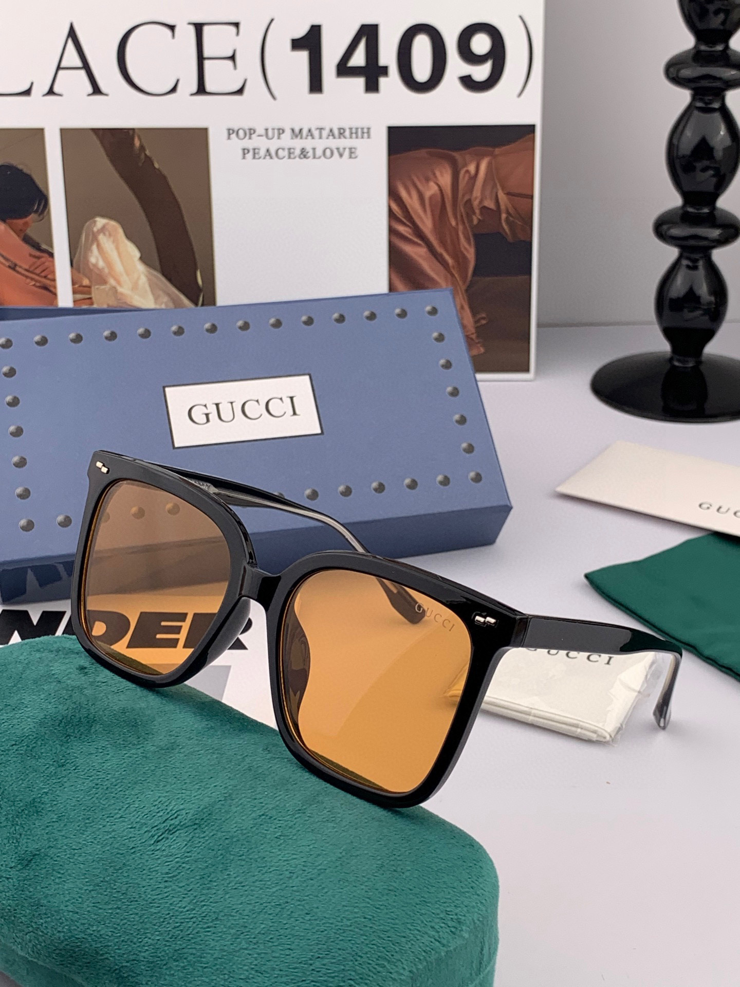  🔺GUCCI🔻古驰 GG方框太阳镜 完美品质 🎓独特设计  适合各种脸型 亮相时装周 超时尚百搭 实物