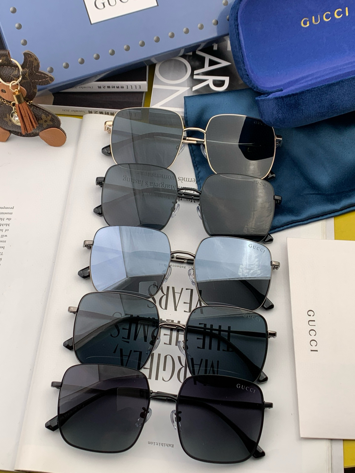        GUCCI 男款炫彩飞行员偏光太阳镜 ❤️材质：高清尼龙加厚卡槽高清偏光镜片 🌹无边框镜架