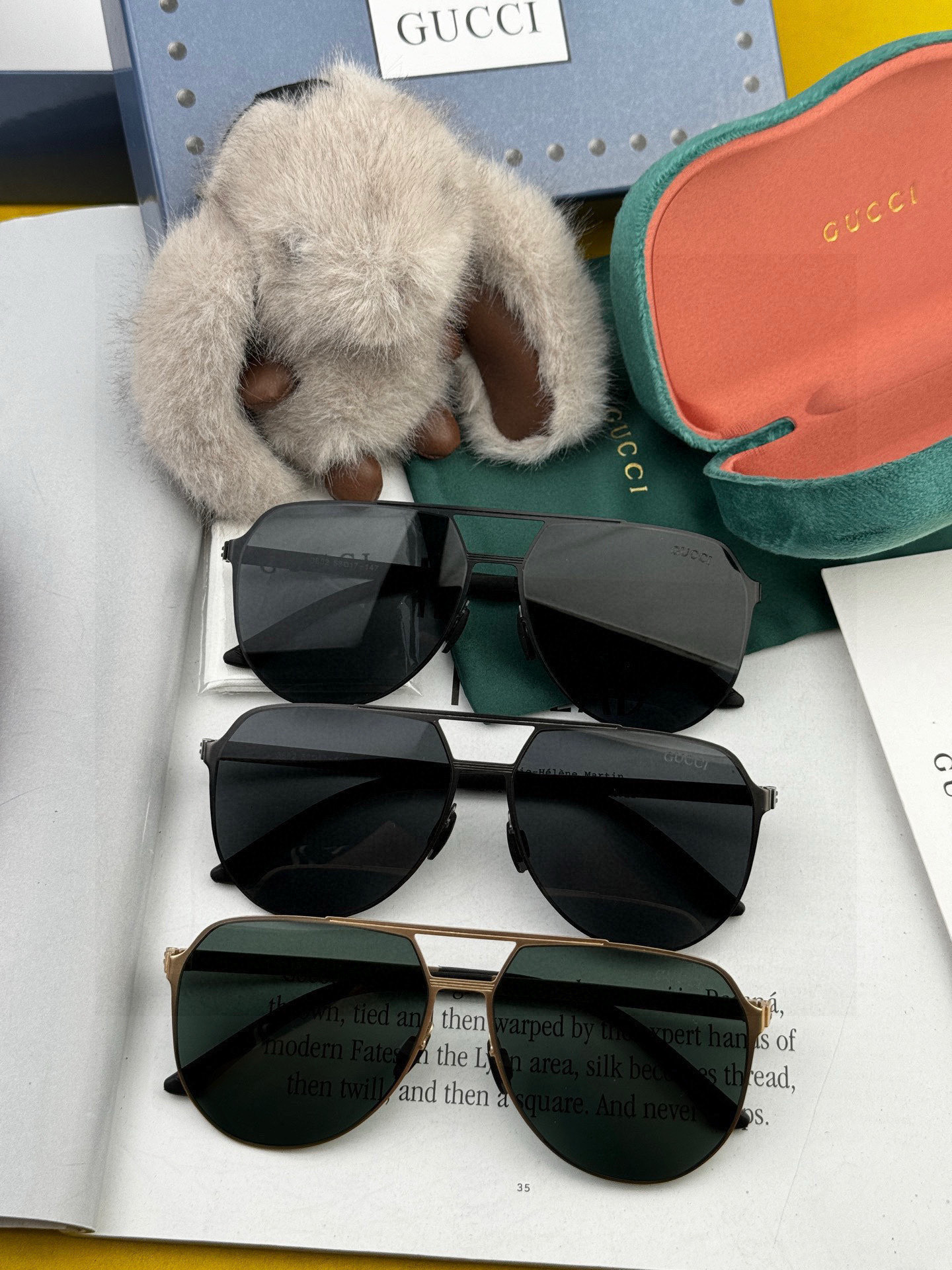        GUCCI 男款炫彩飞行员偏光太阳镜 ❤️材质：高清尼龙加厚卡槽高清偏光镜片 🌹无边框镜架