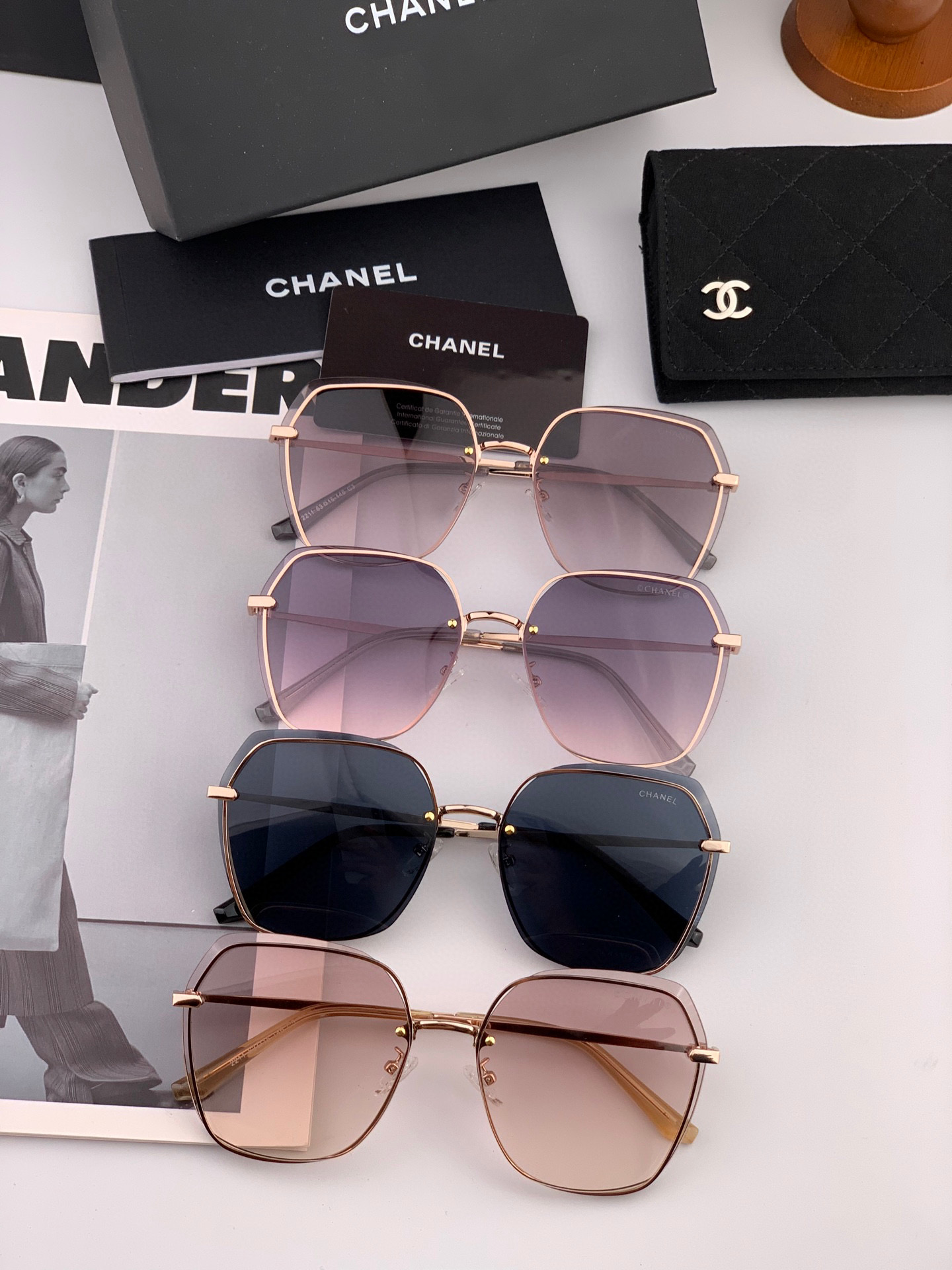 【CHANEL】香奈儿  新款尼龙偏光太眼镜，无框钻石 切边更有质感，大气女人范儿，大脸小脸都好看 ！型