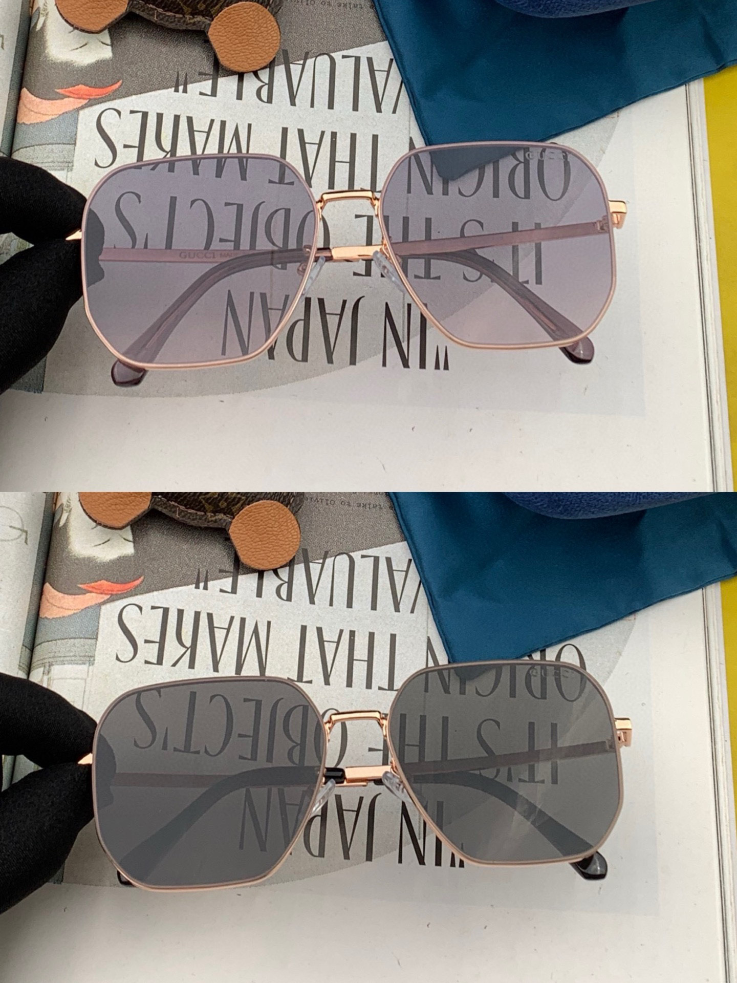  GUCCI  新款尼龙偏光太眼镜，无框钻石 切边更有质感，大气女人范儿，大脸小脸都好看 ！型号：G49