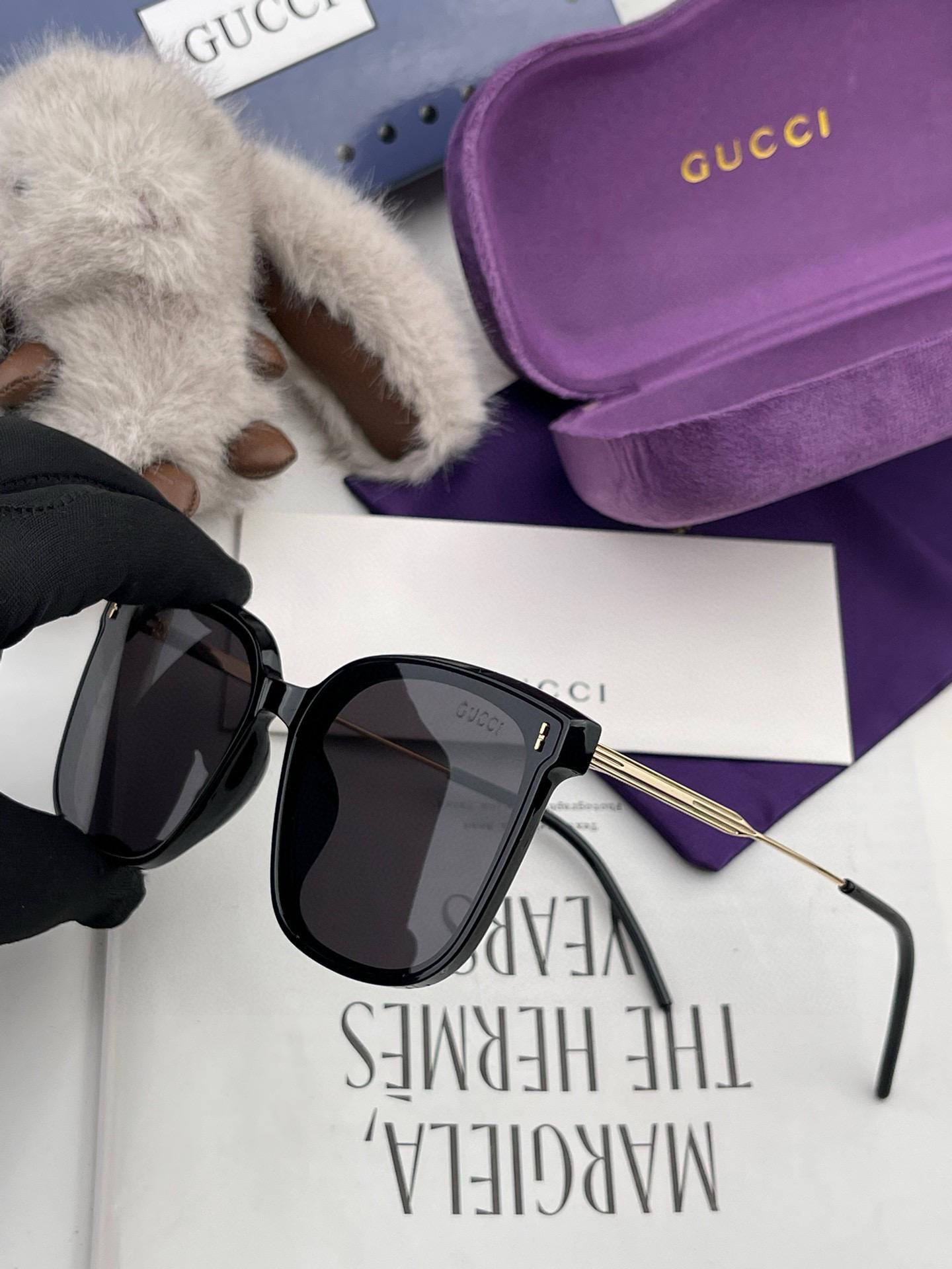 🔺 【GUCCI】2024开春新款 潮流爆款 时尚方框偏光太阳镜 高品质 佩戴舒适 网红潮款墨镜 女士高