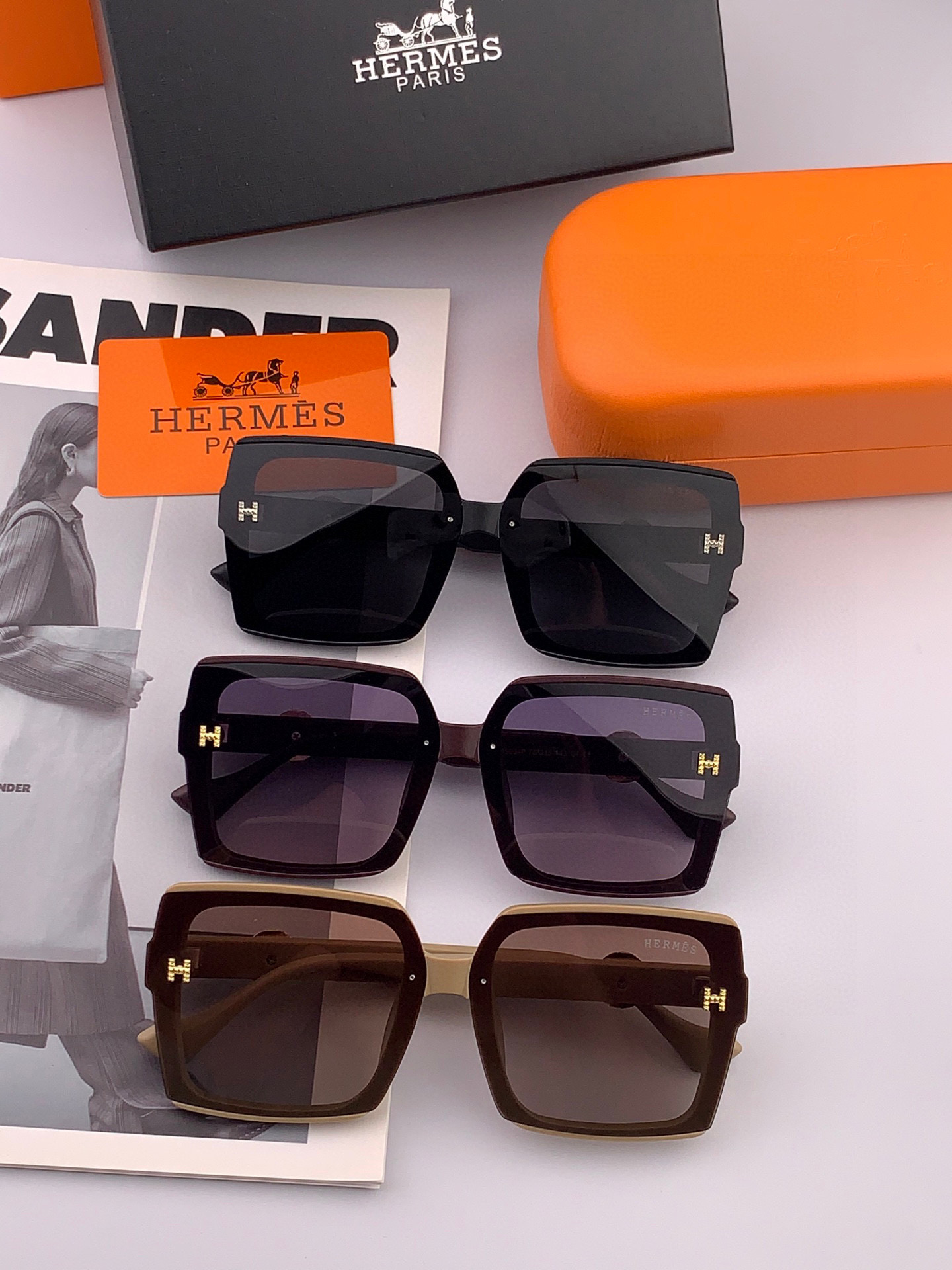   【TR偏光系列】爱马仕   经典的方框设计，不挑脸型，无论搭配大衣还是连衣裙都非常显气质尼龙偏光镜片