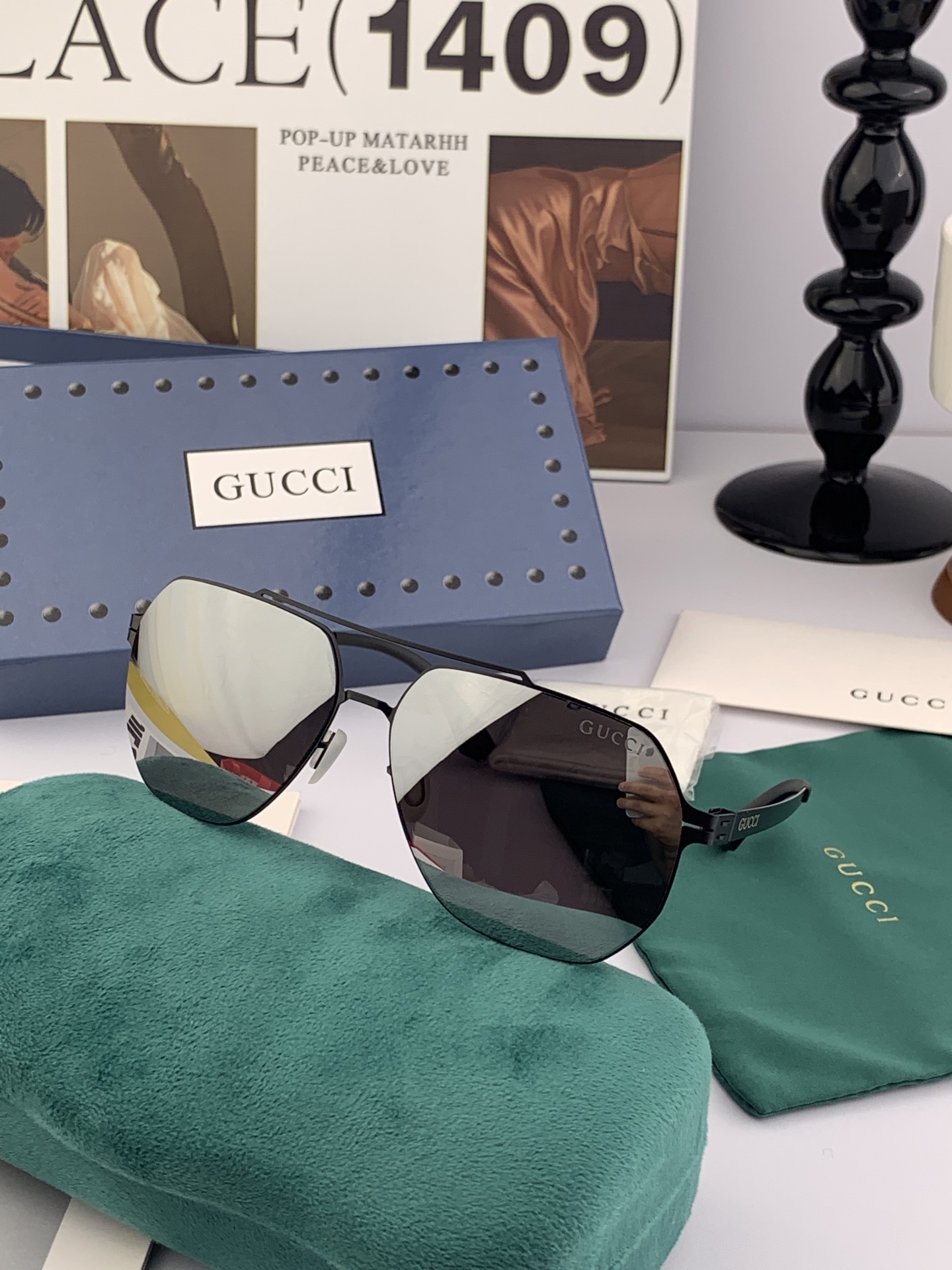    GUCCI 新款超轻无螺丝压不坏系列情侣款太阳镜高清尼龙镜片 商务旅行版 绅士高清太阳眼镜 （舒适