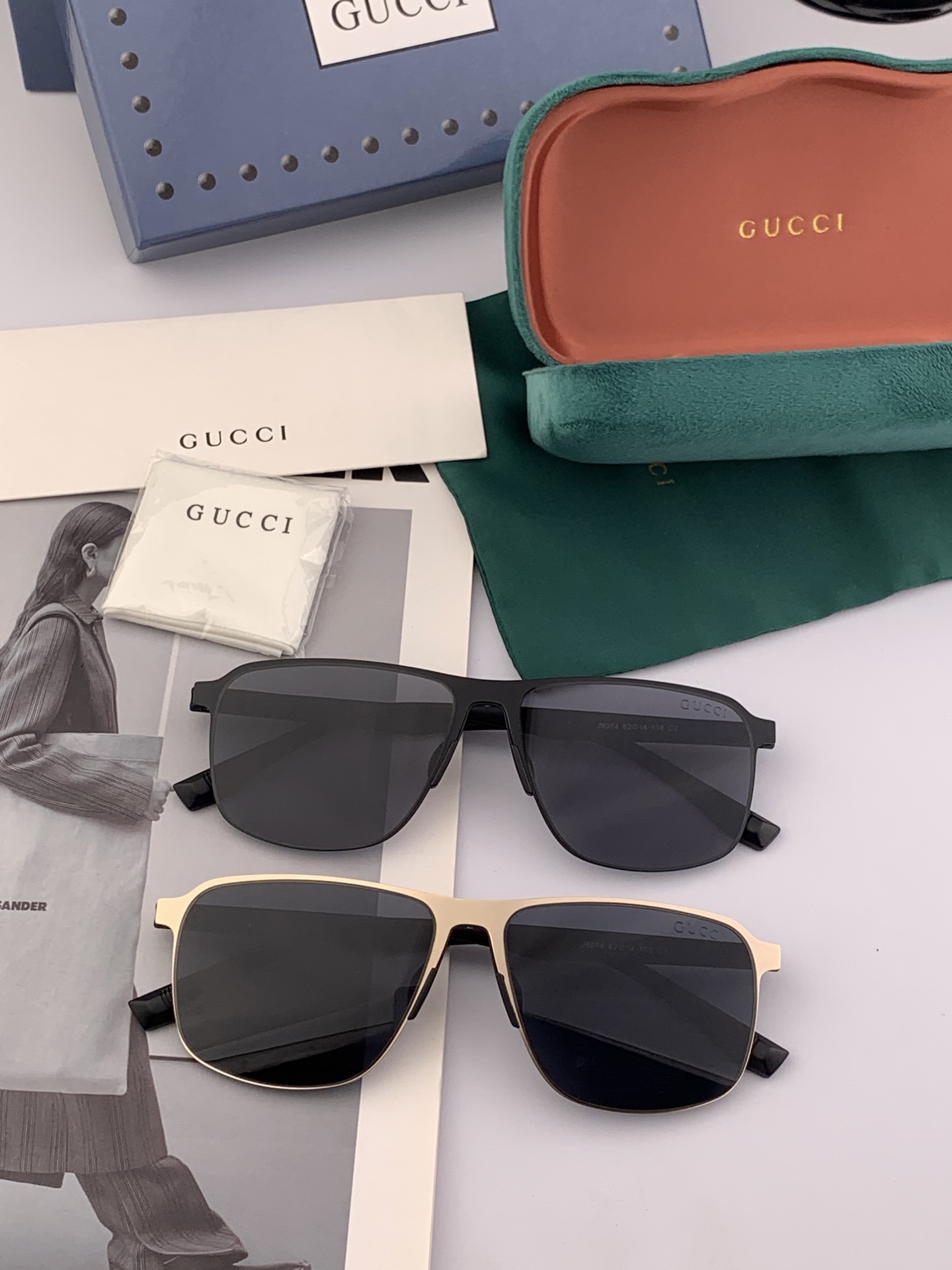         GUCCI 男款炫彩飞行员偏光太阳镜 ❤️材质：高清尼龙加厚卡槽高清偏光镜片 🌹无边框镜