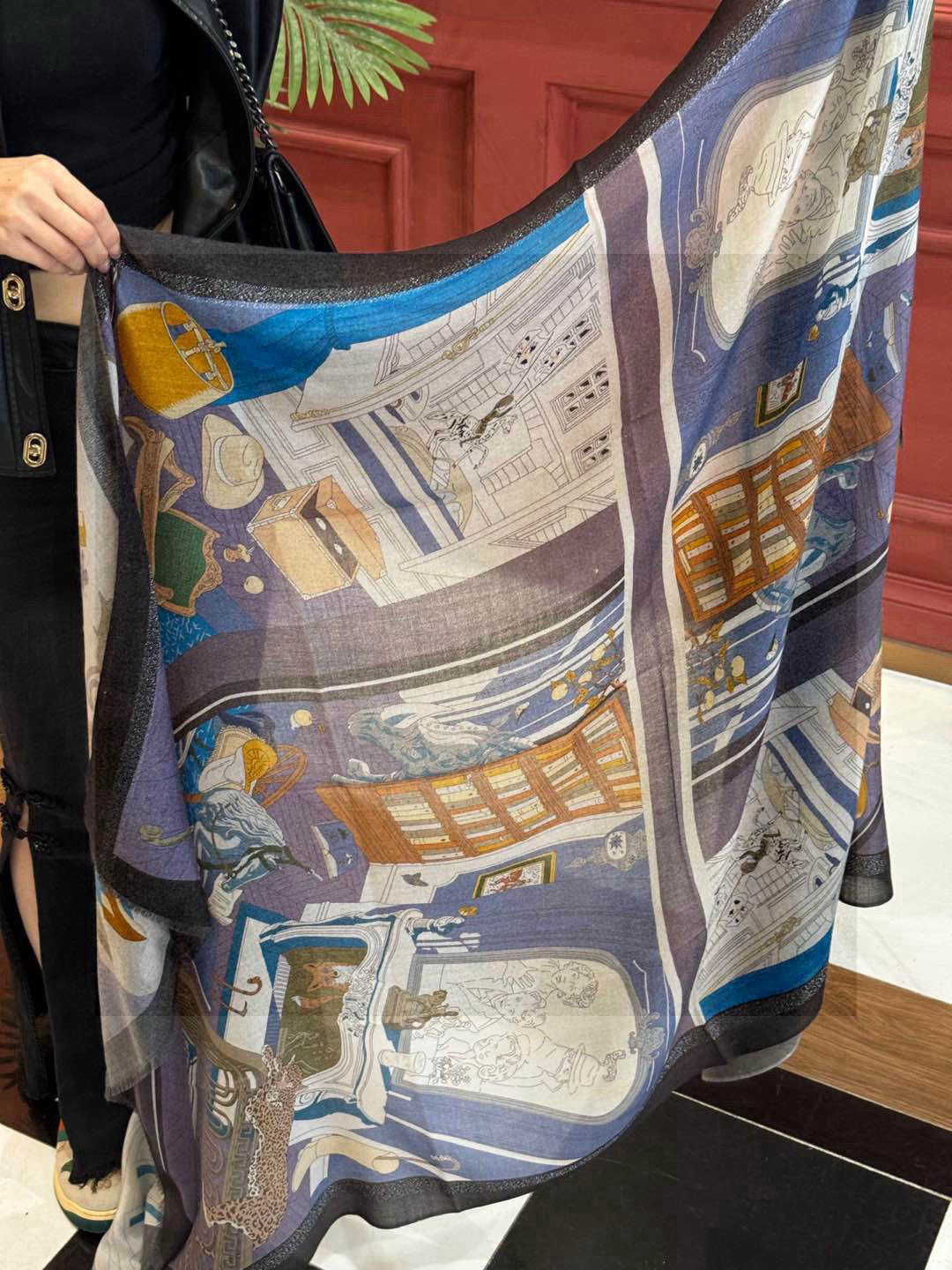   会发光发亮的围巾 爱马仕 专柜同步 买了都说好看羊绒印花‼️推荐💕顶级工艺超值‼️爱马仕专柜爆款🎁🎁