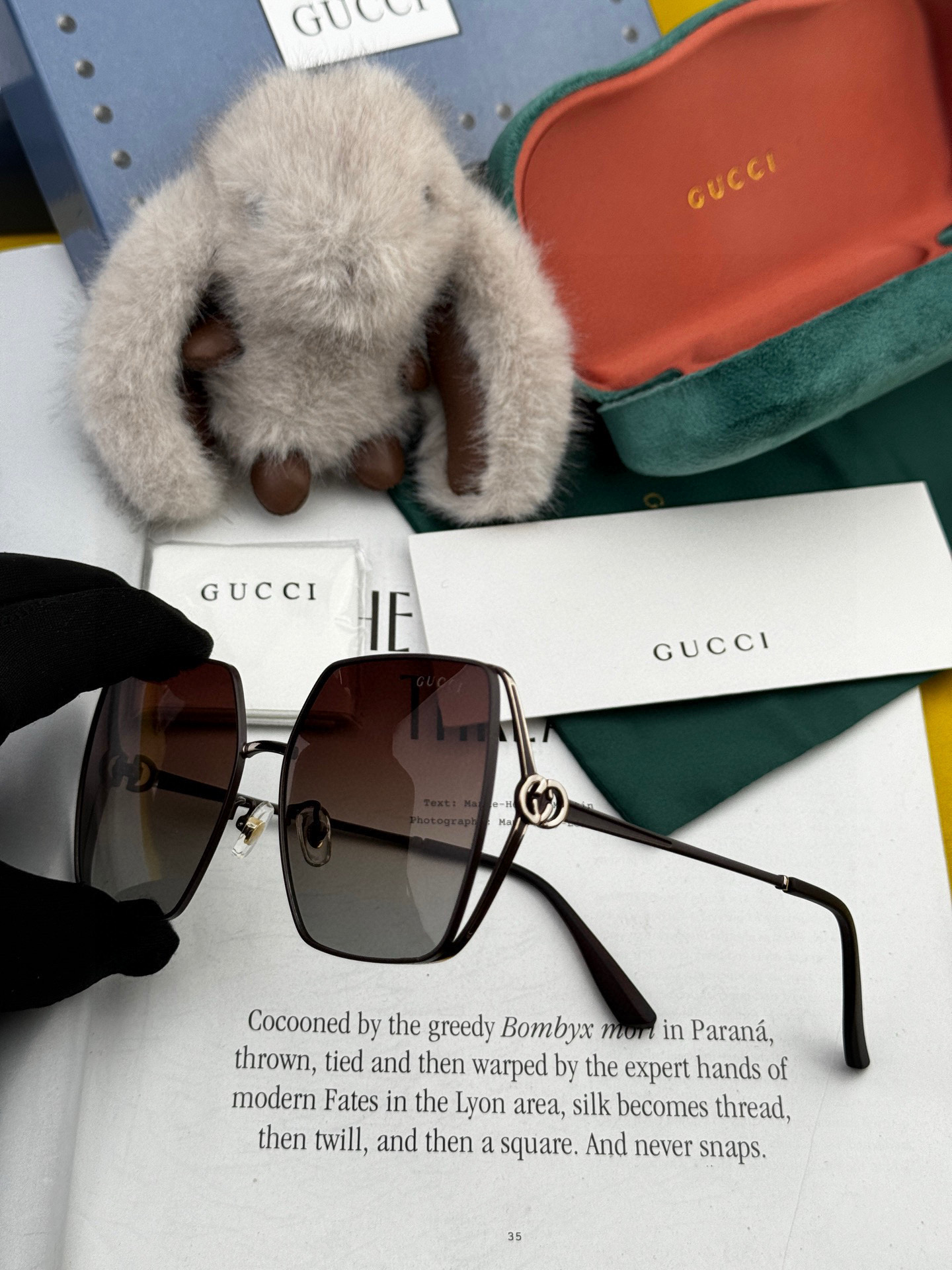  🔺 【GUCCI】2025开春新款 潮流爆款 时尚方框偏光太阳镜 高品质 佩戴舒适 网红潮款墨镜 女士