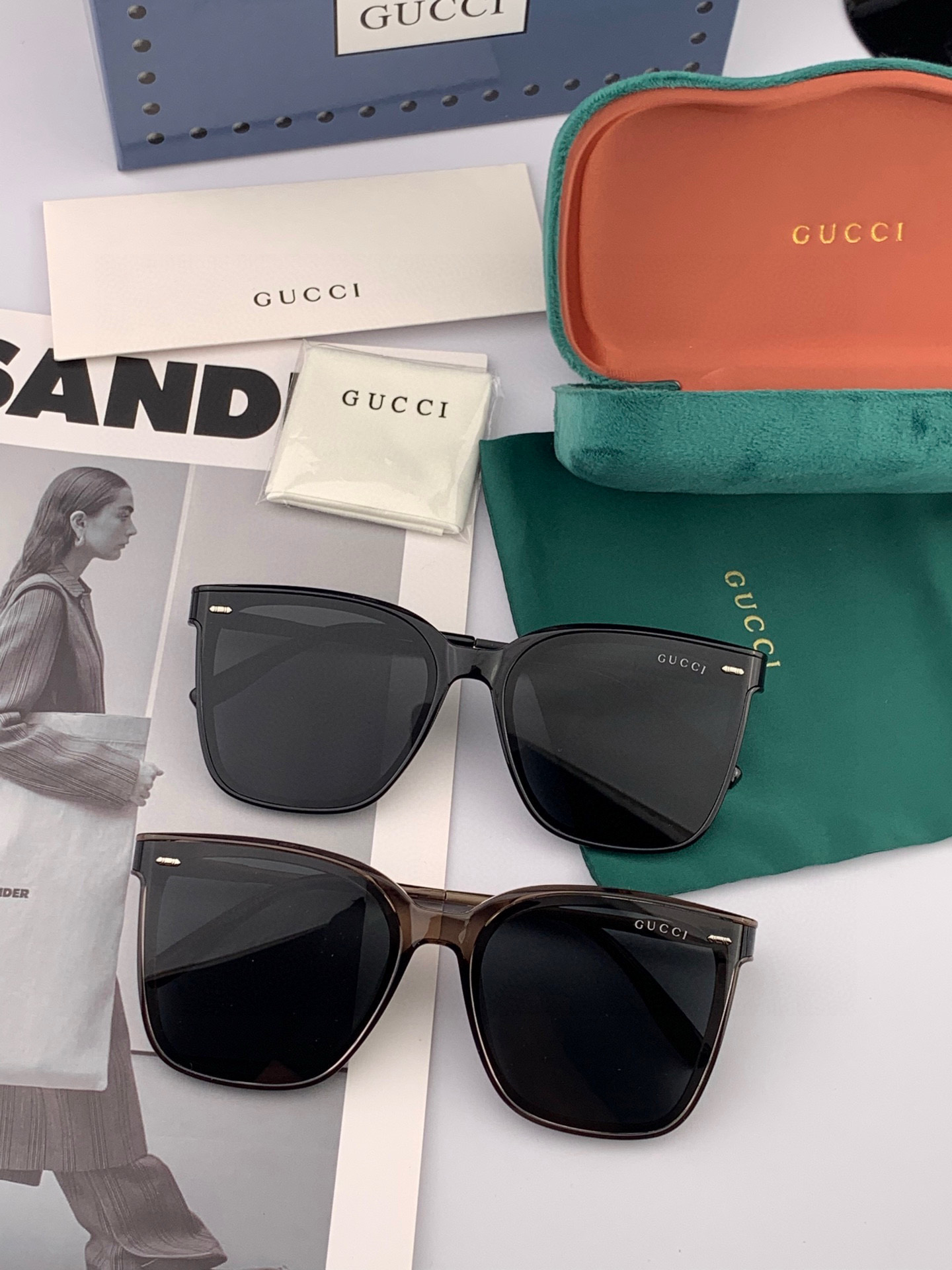 🔺 【GUCCI】2025开春新款 潮流爆款 时尚方框偏光太阳镜 高品质 佩戴舒适 网红潮款墨镜 女士高