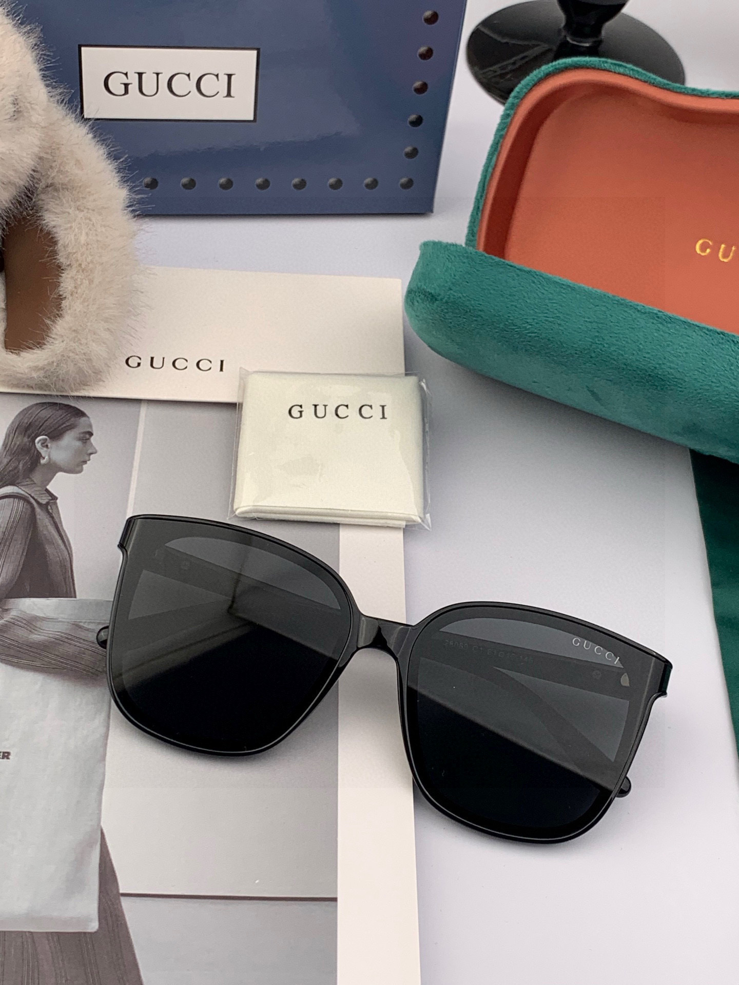 🔺 【GUCCI】2025开春新款 潮流爆款 时尚方框偏光太阳镜 高品质 佩戴舒适 网红潮款墨镜 女士高