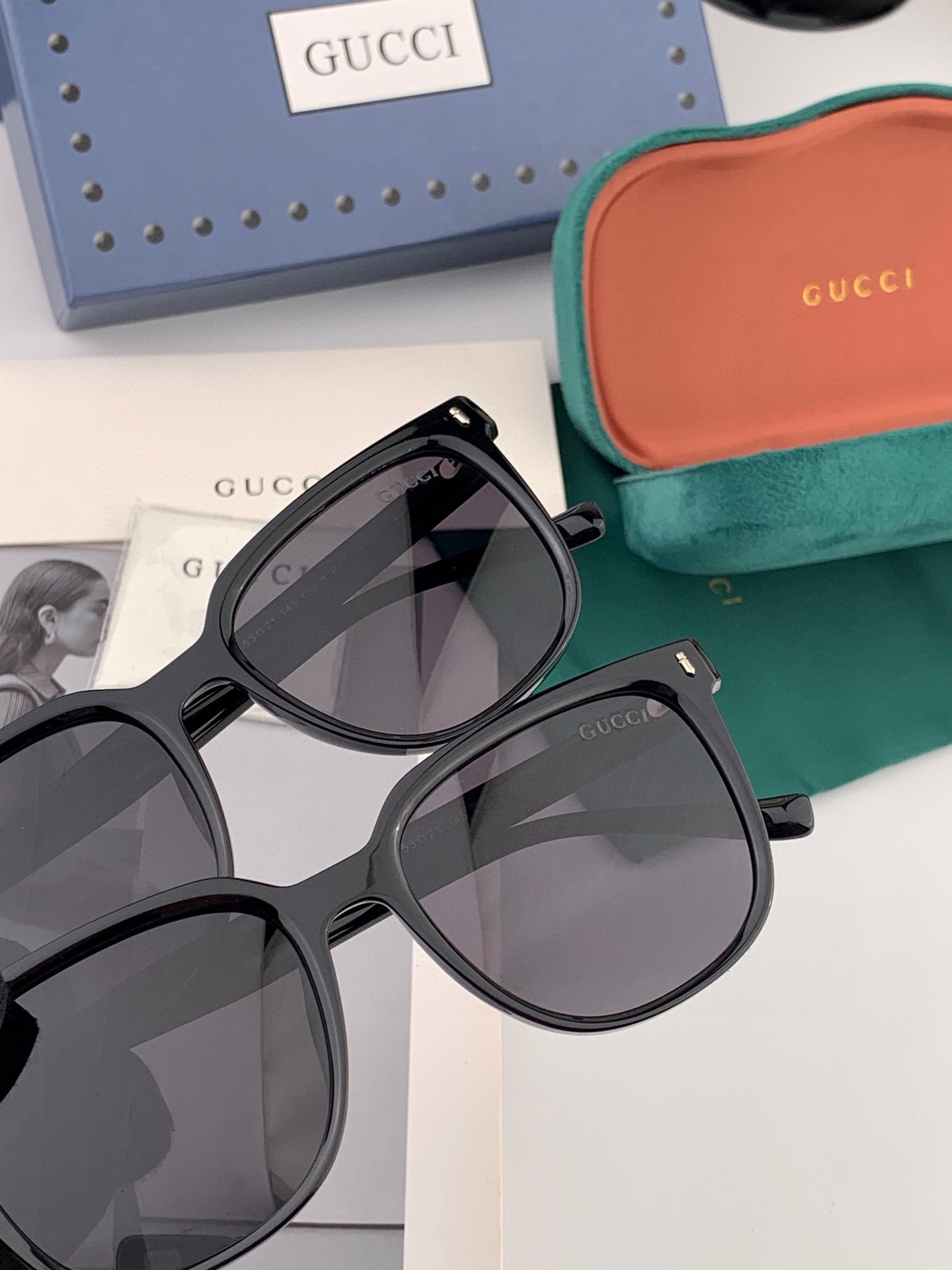 🔺 【GUCCI】开春新款 潮流爆款 时尚方框偏光太阳镜 高品质 佩戴舒适 网红潮款墨镜 女士高清尼龙偏