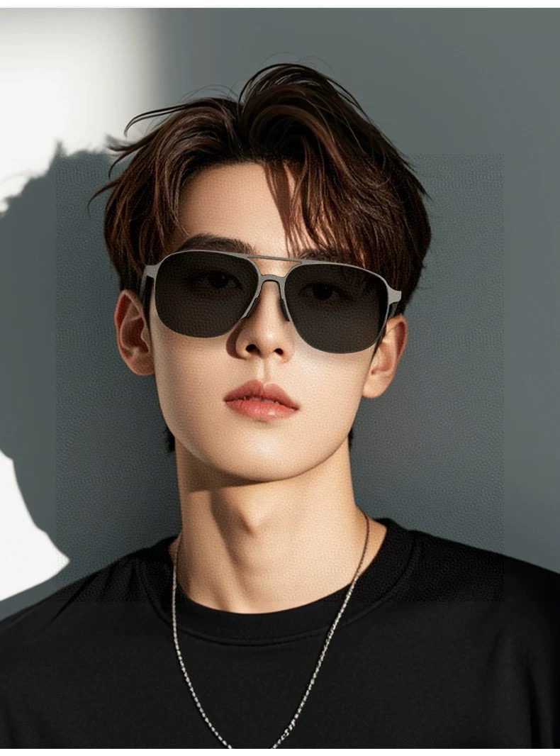       LV 男款炫彩飞行员偏光太阳镜 ❤️材质：高清尼龙加厚卡槽高清偏光镜片 🌹无边框镜架💕颜👍型