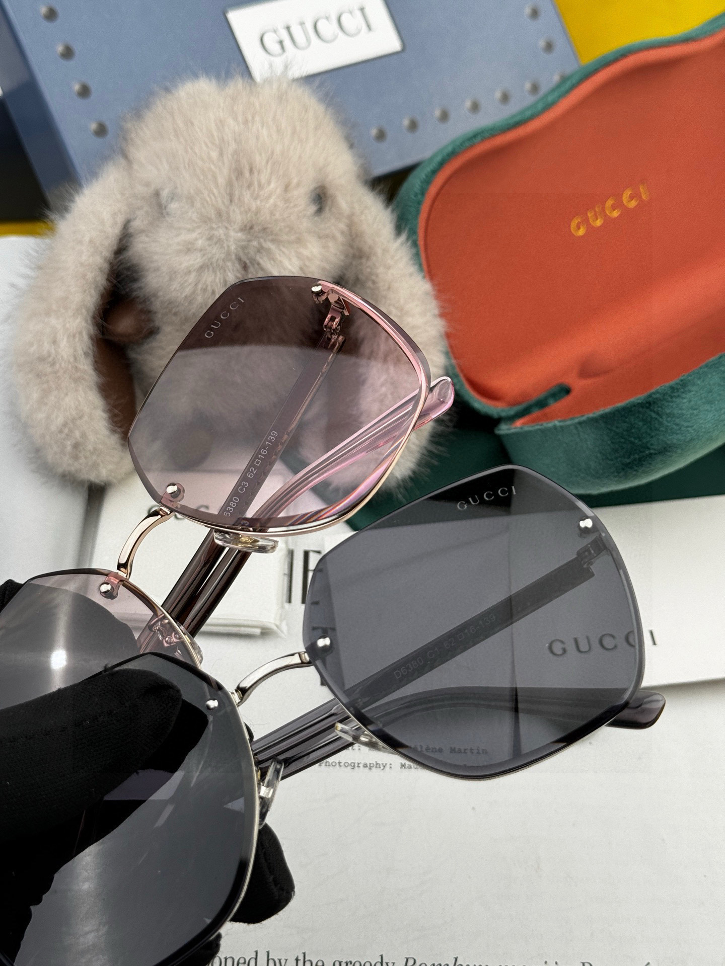 【尼龙偏光系列】GUCCI无框太阳镜墨多边形设计，不挑脸型，无论搭配大衣还是连衣裙都非常显气质尼龙偏光镜