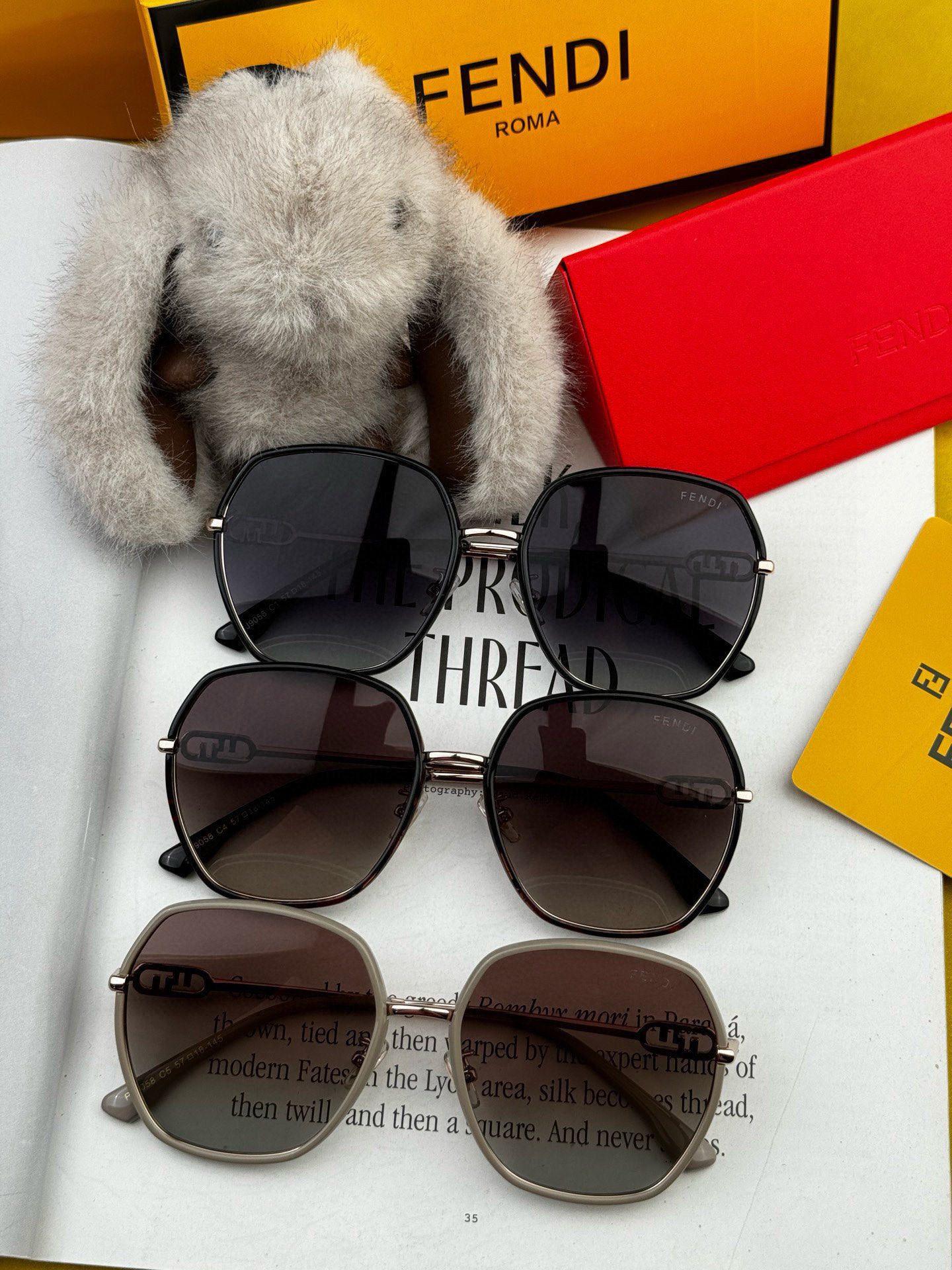 🔺 【芬迪】2025开春新款 潮流爆款 时尚方框偏光太阳镜 高品质 佩戴舒适 网红潮款墨镜 女士高清偏光