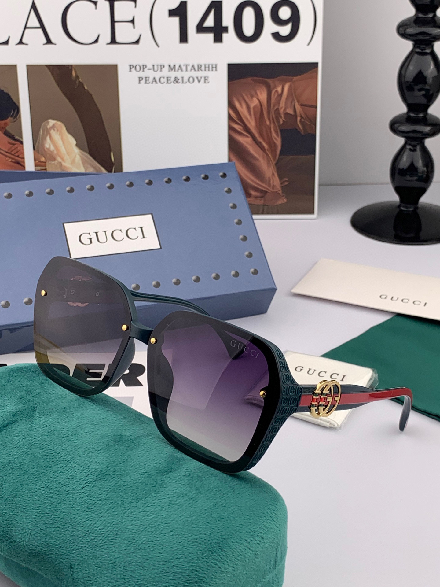 🔺 【GUCCI-偏光太阳镜】2025开春新款 潮流爆款 时尚方框偏光太阳镜 高品质 佩戴舒适 网红潮款