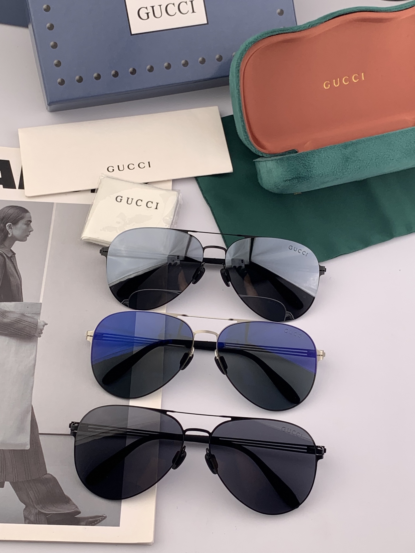 ♦️ GUCCI 2025新款男女情侣款太阳镜iP电镀永不褪色 超轻超有弹性整幅眼镜无螺丝重要的是压不坏