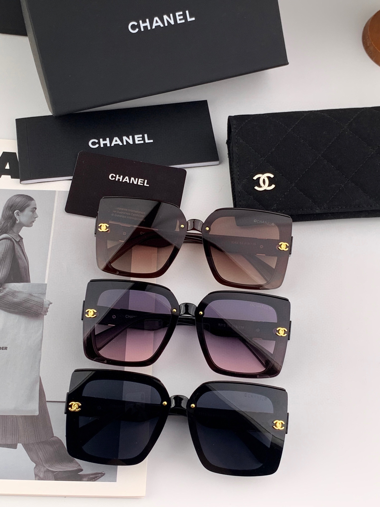 🔺CHANEL🔻2025官方早春新款，众多明星同款色香奈儿‼️‼️新款大框墨镜 ，🌈🌈宝丽来超清太阳镜🔝