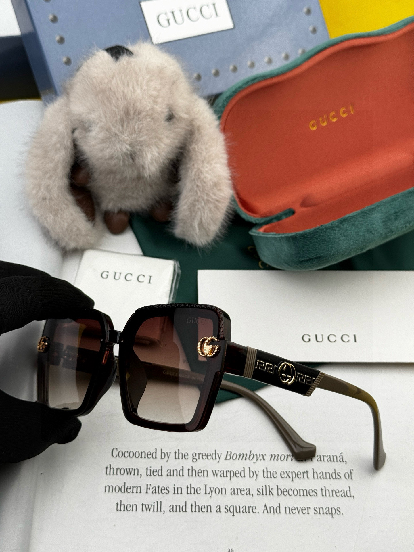  🔺 【GUCCI】2025开春新款 潮流爆款 时尚方框太阳镜 高品质 佩戴舒适 网红潮款墨镜 型号：G