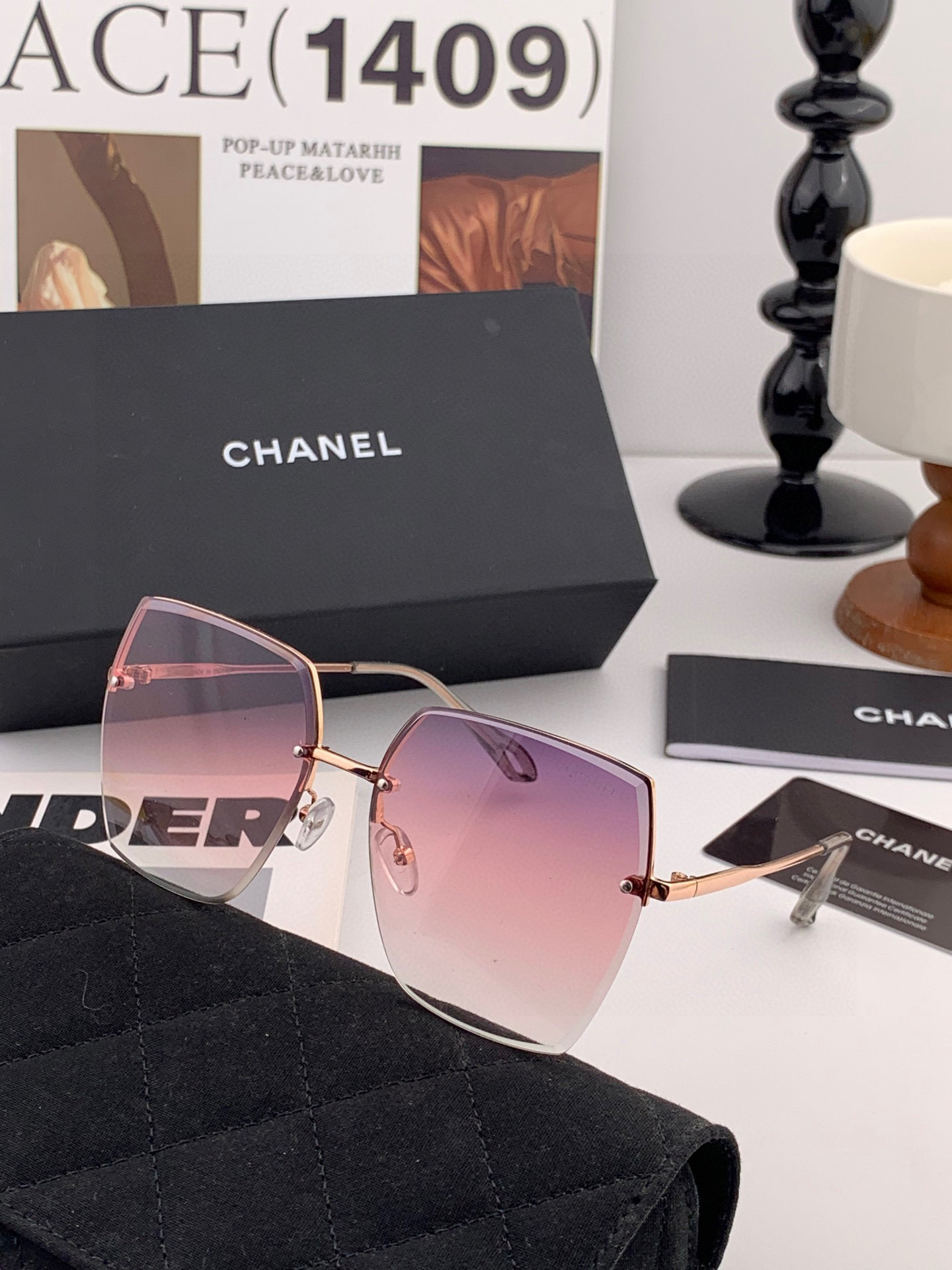   CHANE 香奈儿🌋☔️时尚无框太阳镜镜片 顶级奢侈品强 高品质胜利亲亲🍦🍨 得意 气质非凡😄 🍫🍪