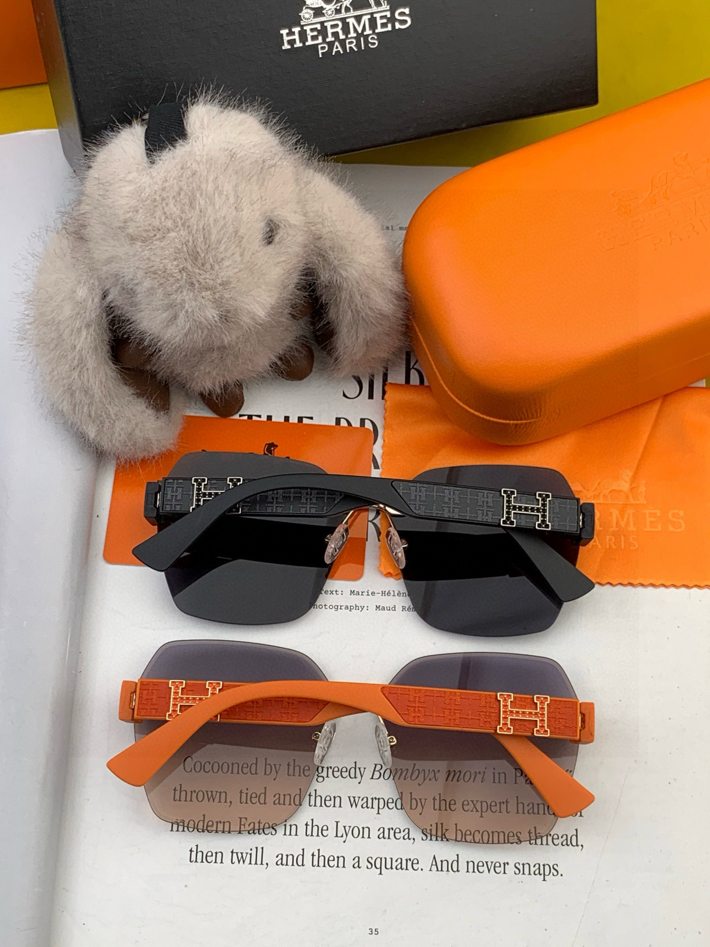   爱马仕   经典的方框设计，不挑脸型，无论搭配大衣还是连衣裙都非常显气质镜片预防紫外线 型号：H55