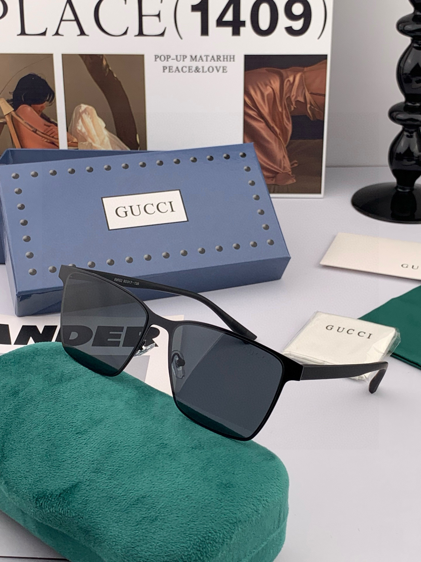        GUCCI 男款炫彩飞行员偏光太阳镜 ❤️材质：高清尼龙加厚卡槽高清偏光镜片 🌹无边框镜架