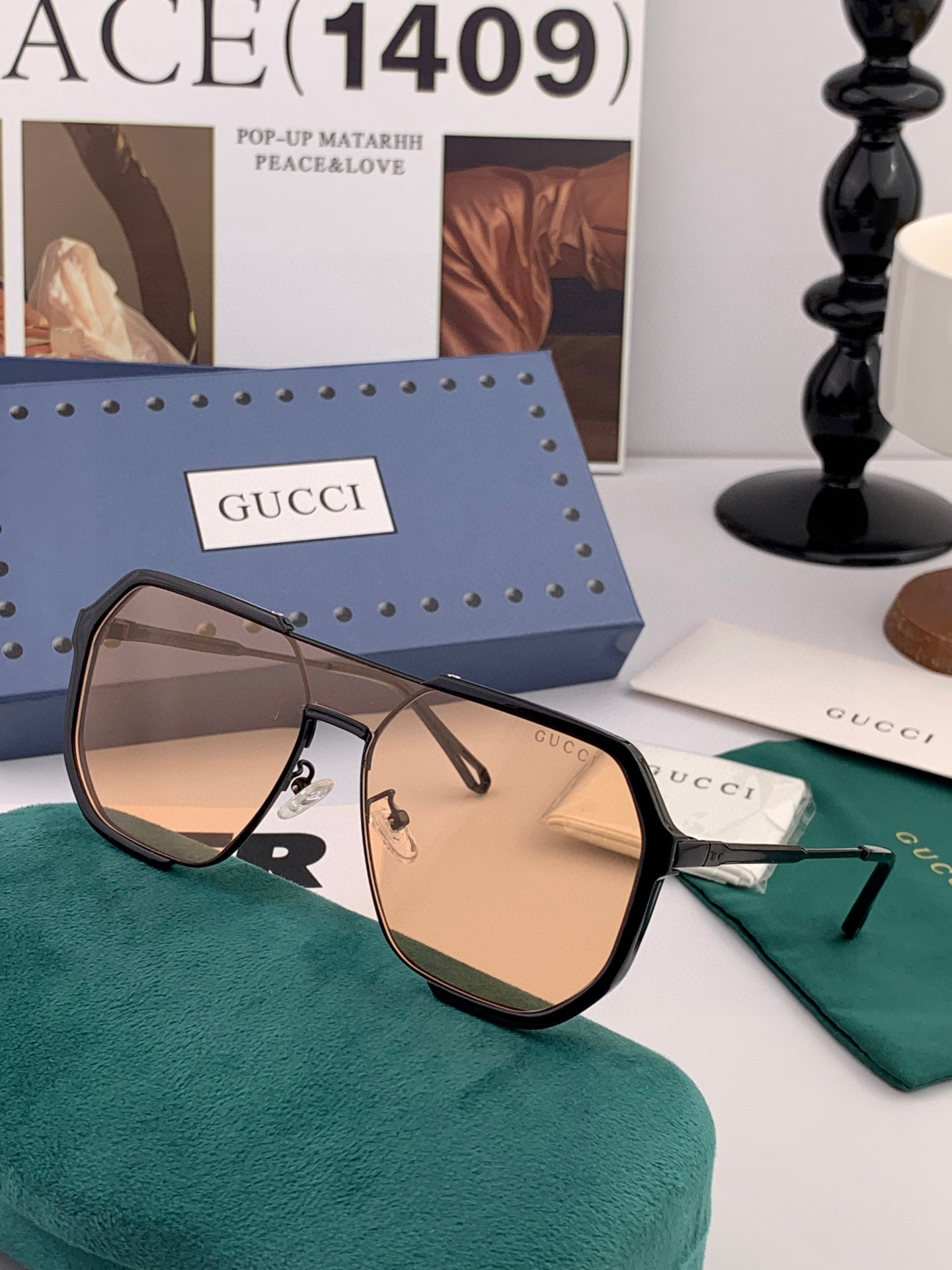   Gucci古奇 新款连体驶驾镜墨镜出行必众备多明星同款 太阳镜 男女太士阳镜飞行  型号：G011