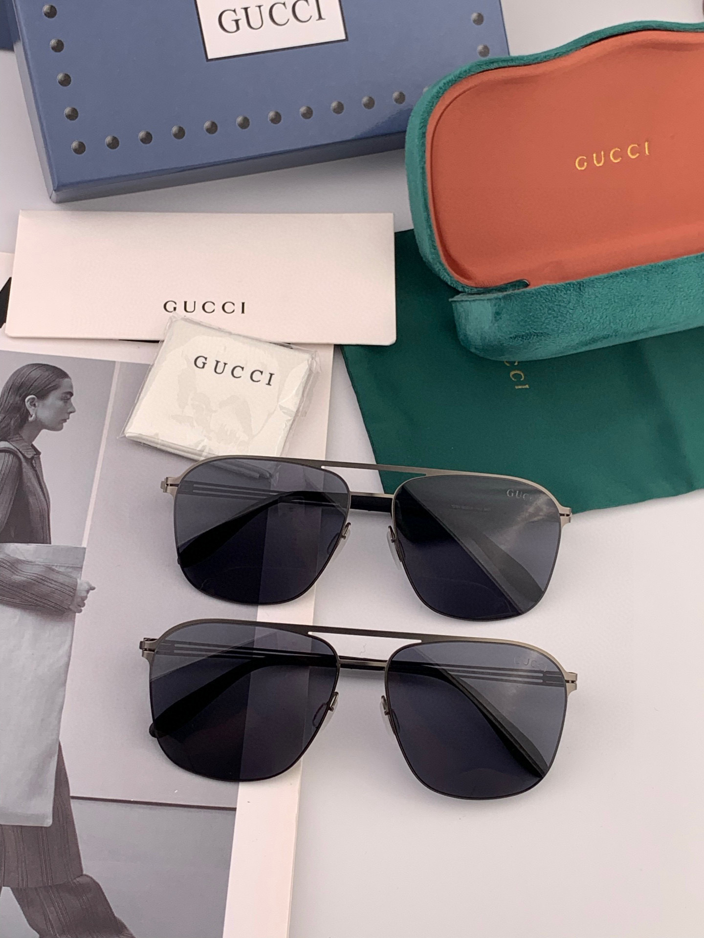 ♦️ GUCCI 2025新款男女情侣款太阳镜iP电镀永不褪色 超轻超有弹性整幅眼镜无螺丝重要的是压不坏