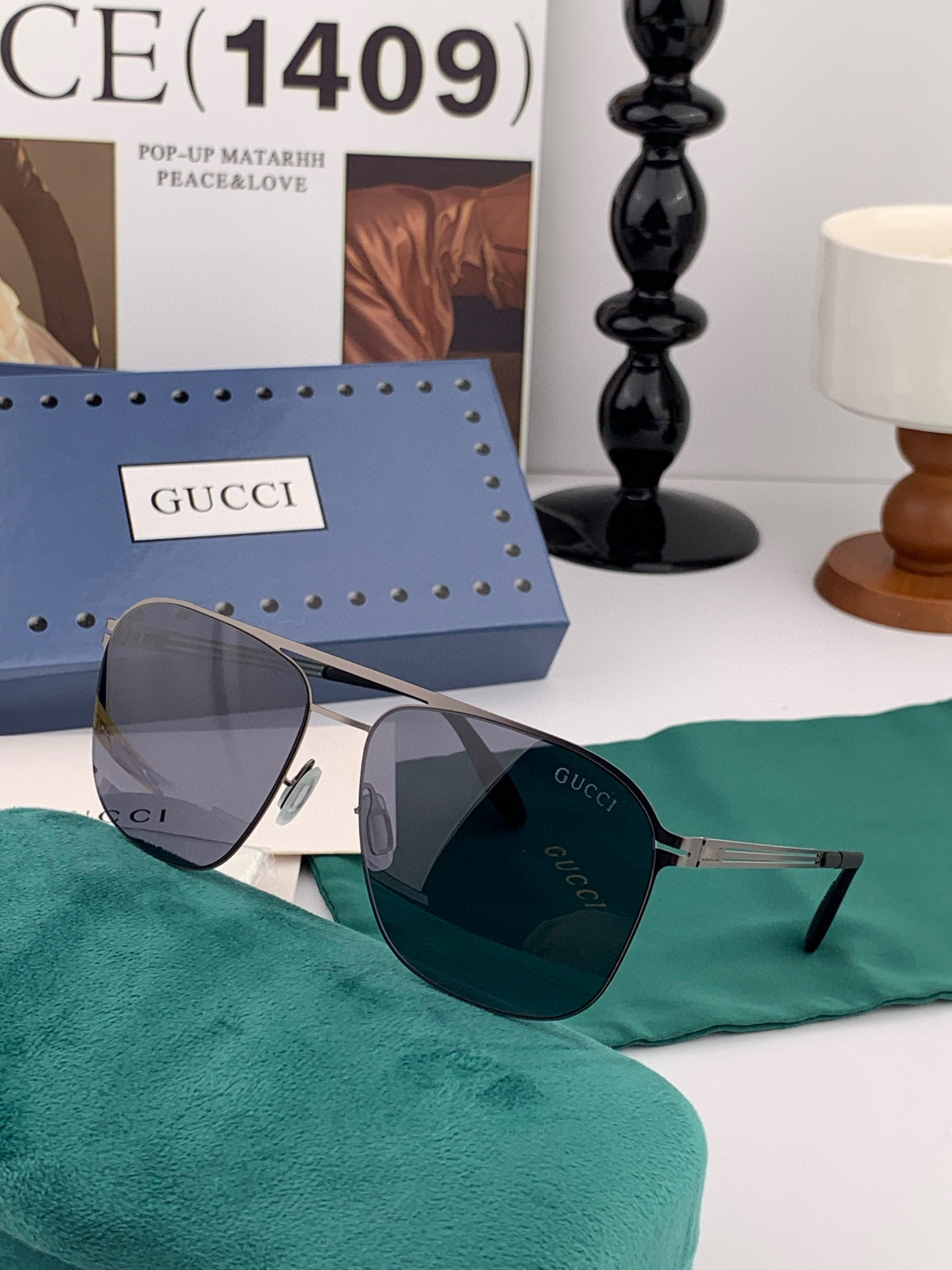 ♦️ GUCCI 2025新款男女情侣款太阳镜iP电镀永不褪色 超轻超有弹性整幅眼镜无螺丝重要的是压不坏