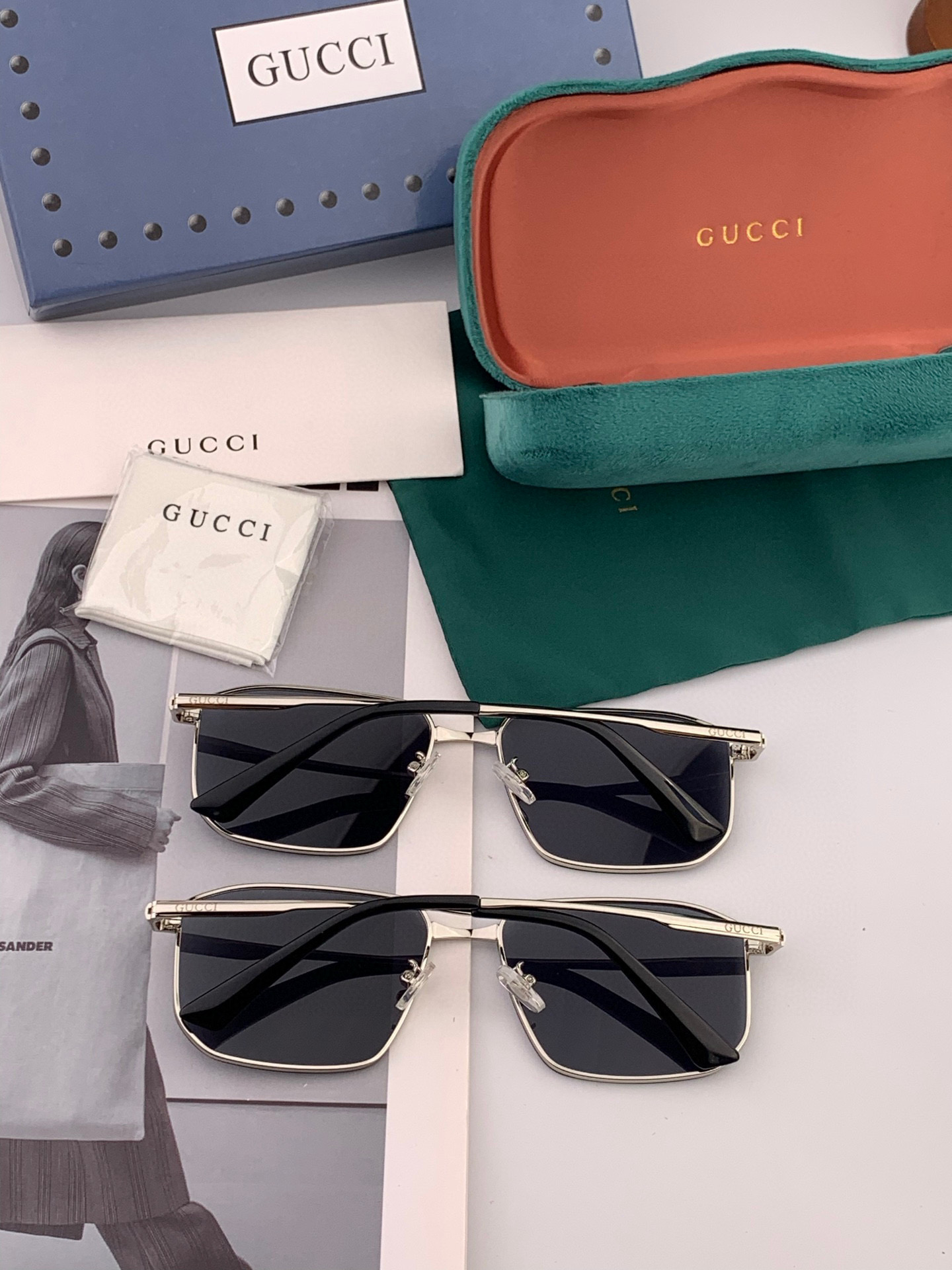        GUCCI 男款炫彩飞行员偏光太阳镜 ❤️材质：高清尼龙加厚卡槽高清偏光镜片 🌹无边框镜