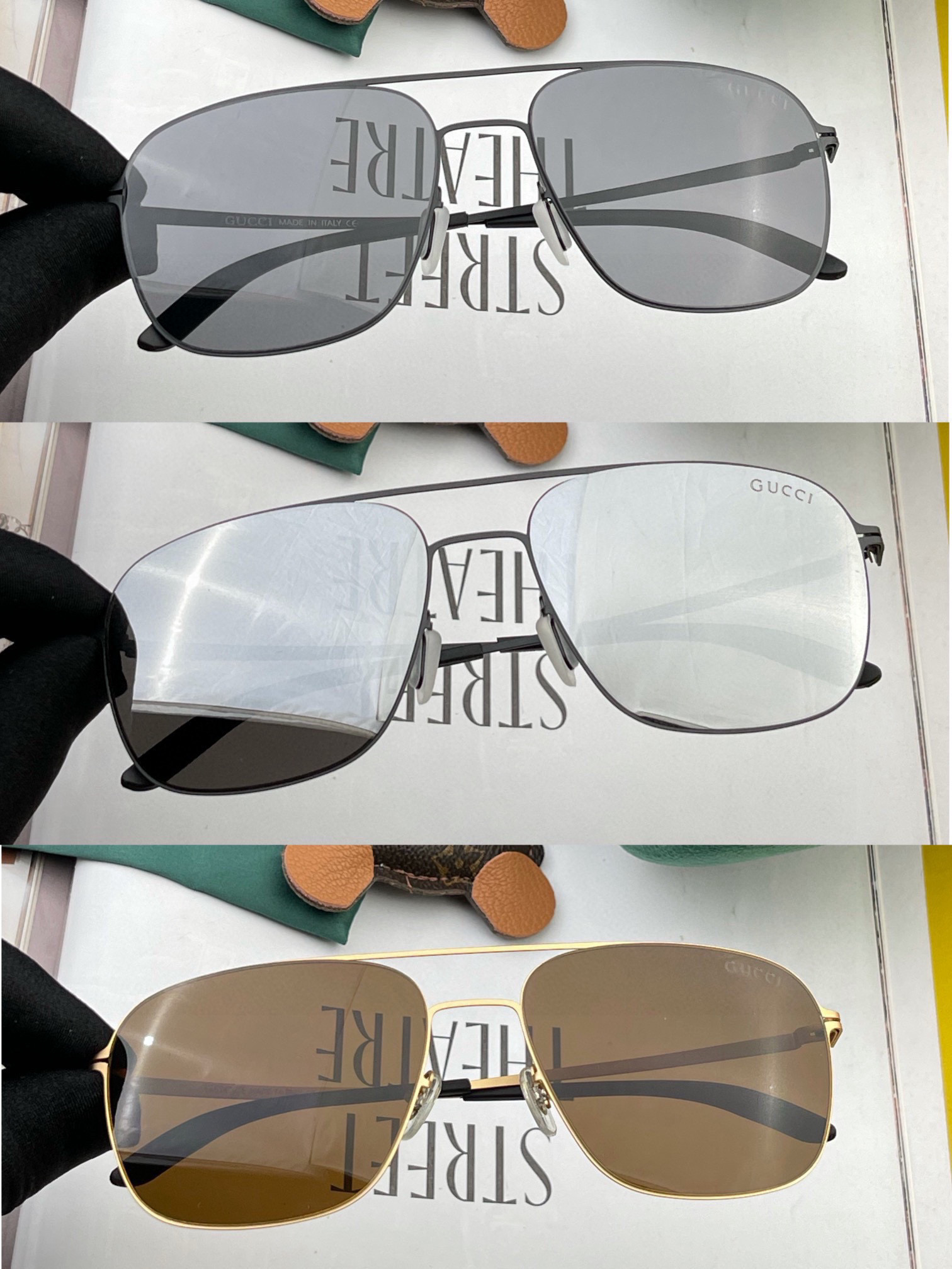 
   Gucci 春夏新款超轻无螺丝压不坏系列情侣款太阳镜高清尼龙镜片🦅完美品质，适合各种脸型，经典太