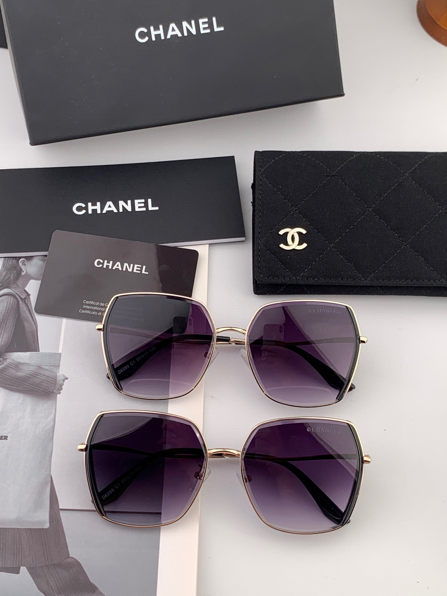 【CHANEL】香奈儿  新款尼龙偏光太眼镜，无框钻石 切边更有质感，大气女人范儿，大脸小脸都好看 ！型