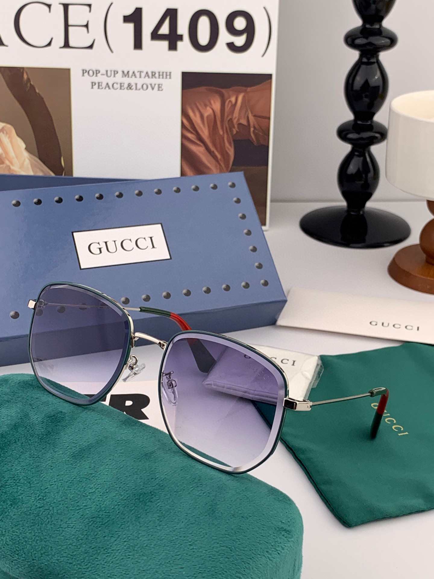   GUCCI  新款尼龙偏光太眼镜，无框钻石 切边更有质感，大气女人范儿，大脸小脸都好看 ！型号：G0