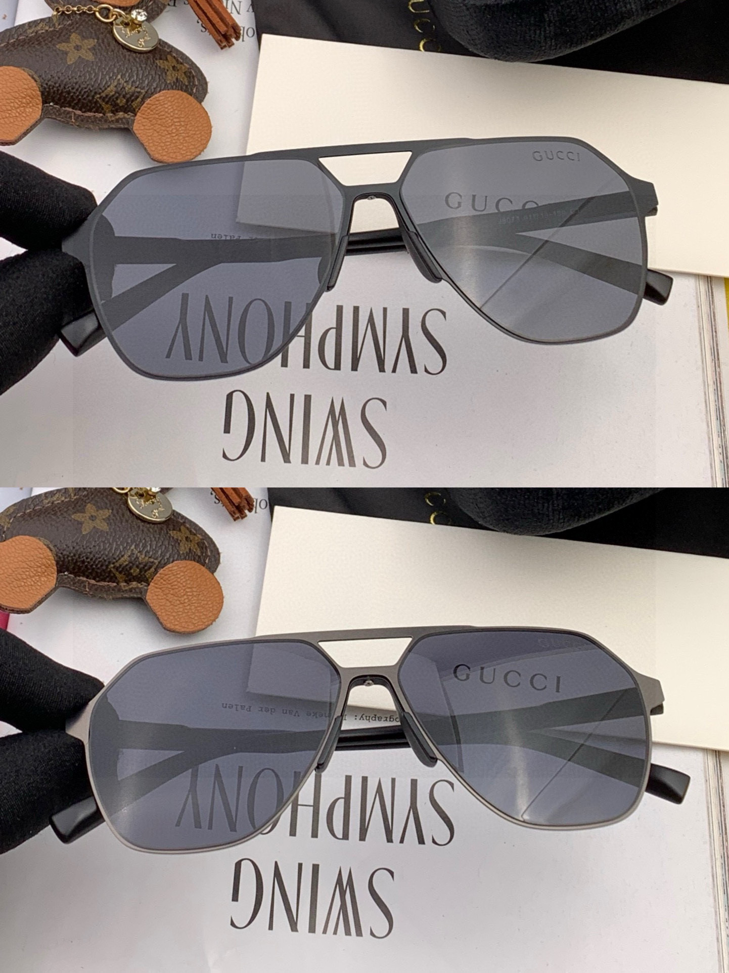         GUCCI 男款炫彩飞行员偏光太阳镜 ❤️材质：高清尼龙加厚卡槽高清偏光镜片 🌹无边框镜