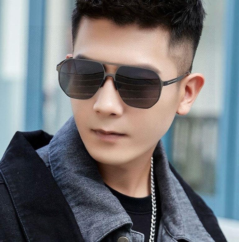         GUCCI 男款炫彩飞行员偏光太阳镜 ❤️材质：高清尼龙加厚卡槽高清偏光镜片 🌹无边框镜