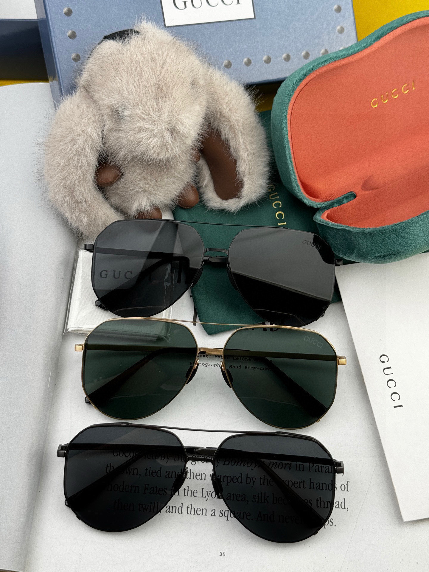        GUCCI 男款炫彩飞行员偏光太阳镜 ❤️材质：高清尼龙加厚卡槽高清偏光镜片 🌹无边框镜架