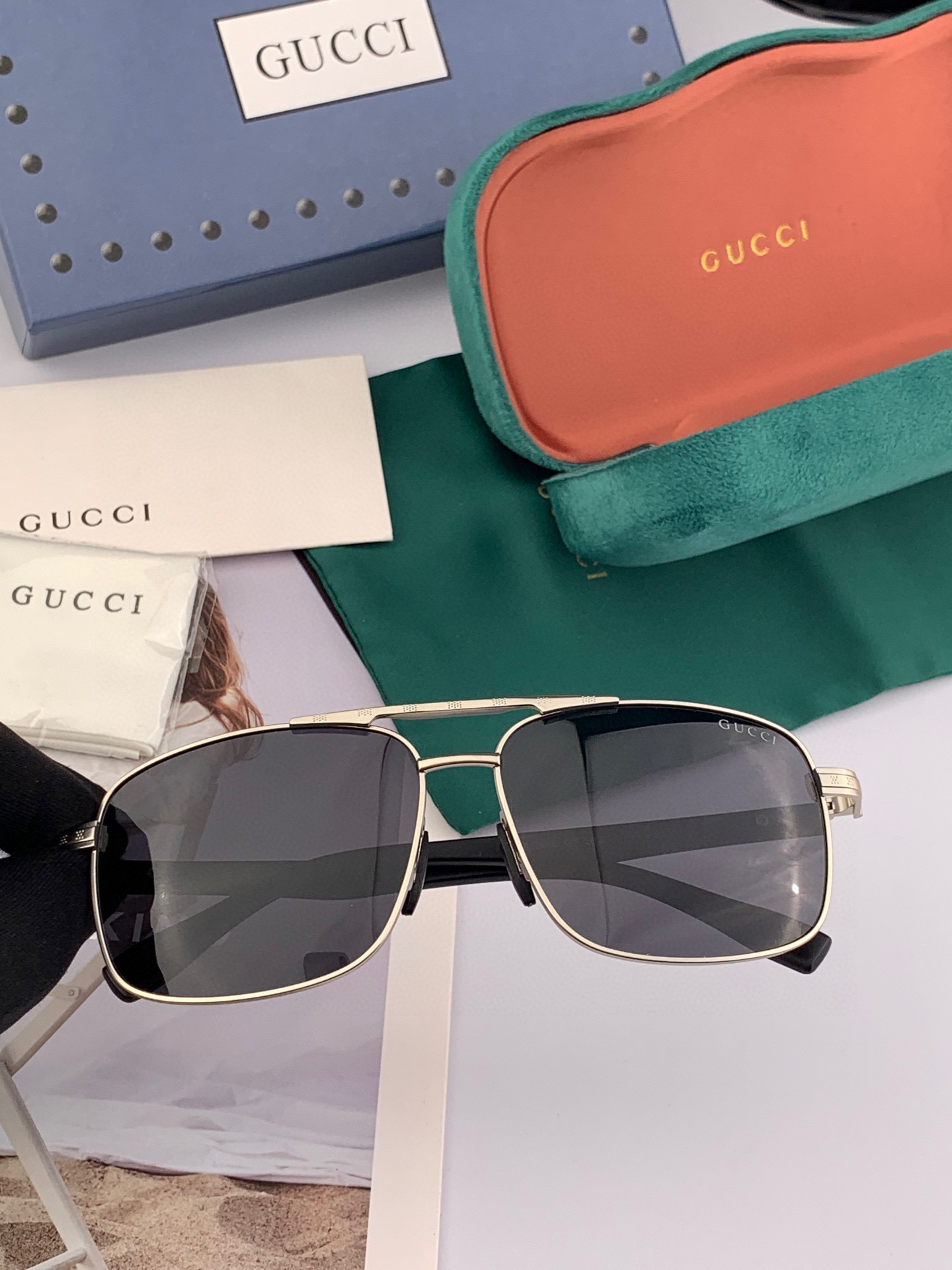   GUCCI。  高品质男女款墨镜   👍 进口宝丽来偏光镜片  。 开车钓鱼都可 。百搭显瘦墨镜韩版